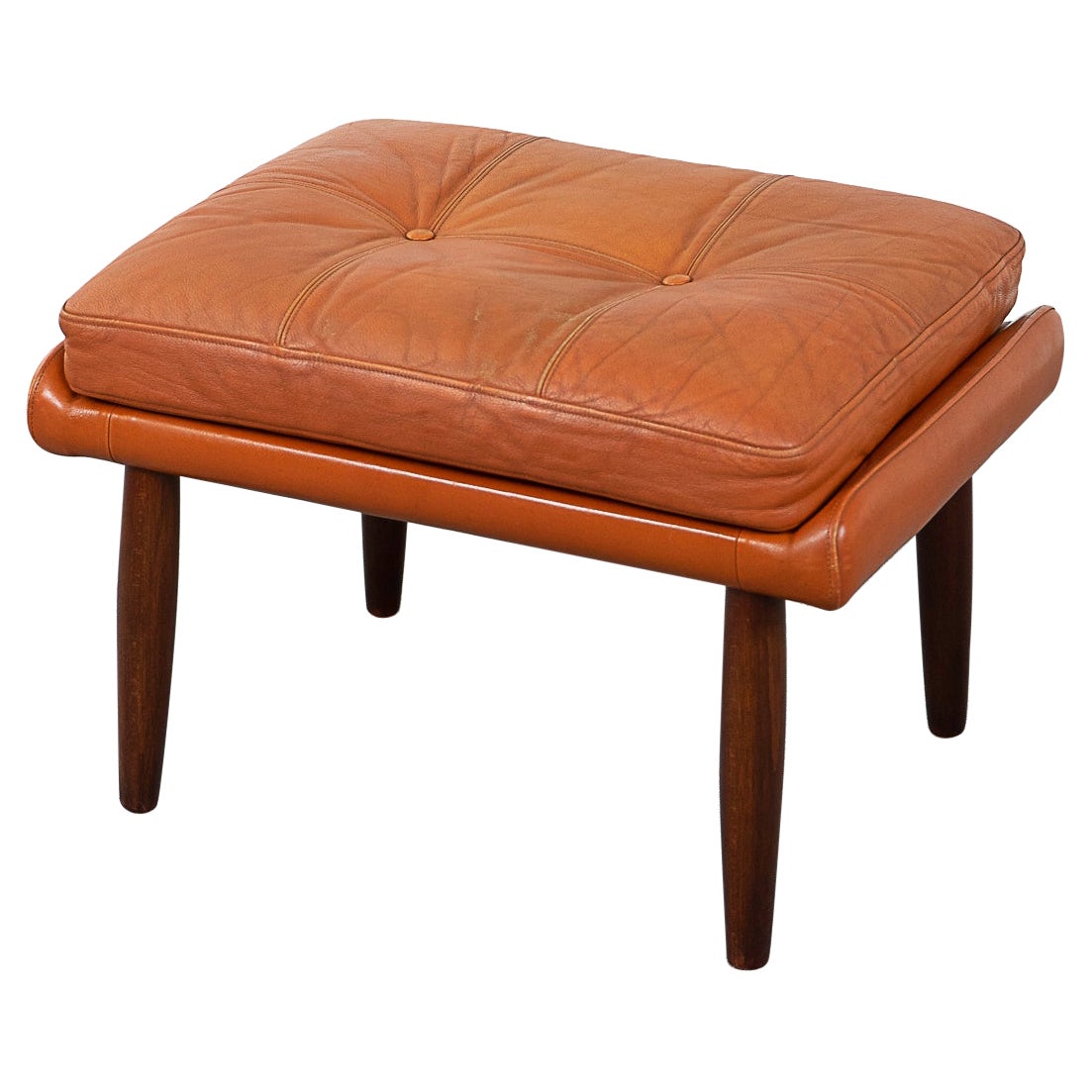 Tabouret de repos danois moderne en cuir et teck
