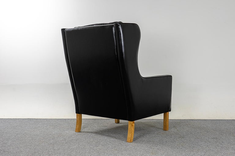 Danish Modern Leather Wingback Lounge Chair For Sale 5