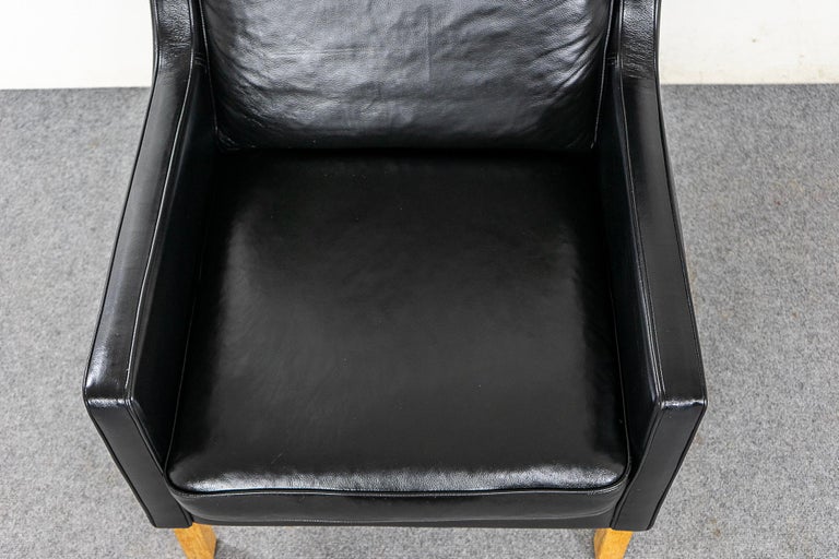 Danish Modern Leather Wingback Lounge Chair In Good Condition For Sale In VANCOUVER, CA