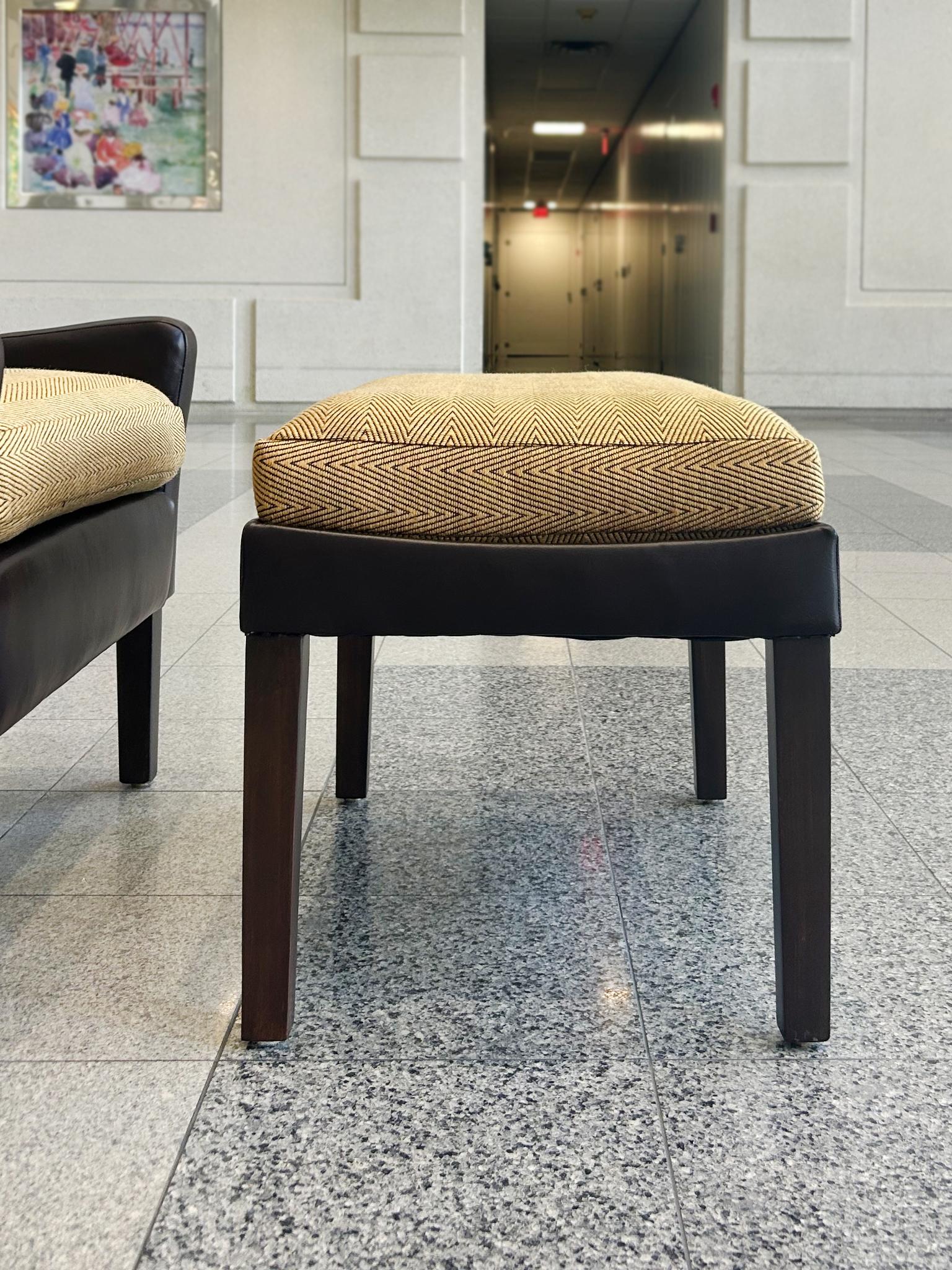 Danish Modern Leather Wingback & Ottoman in the Style of Børge Mogensen For Sale 2