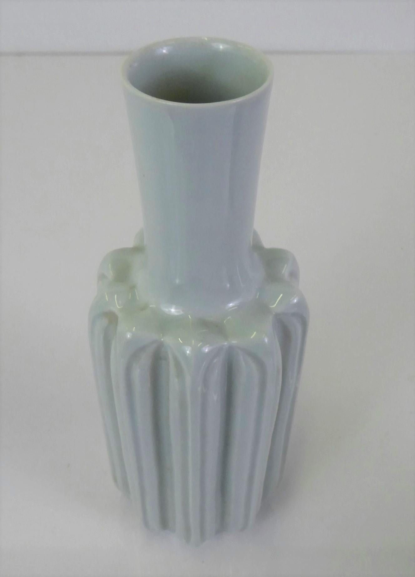 Mid-Century Modern Danish Modern Lisbeth Munch Petersen Celadon Ceramic Vase Bing & Grondahl, 1960s