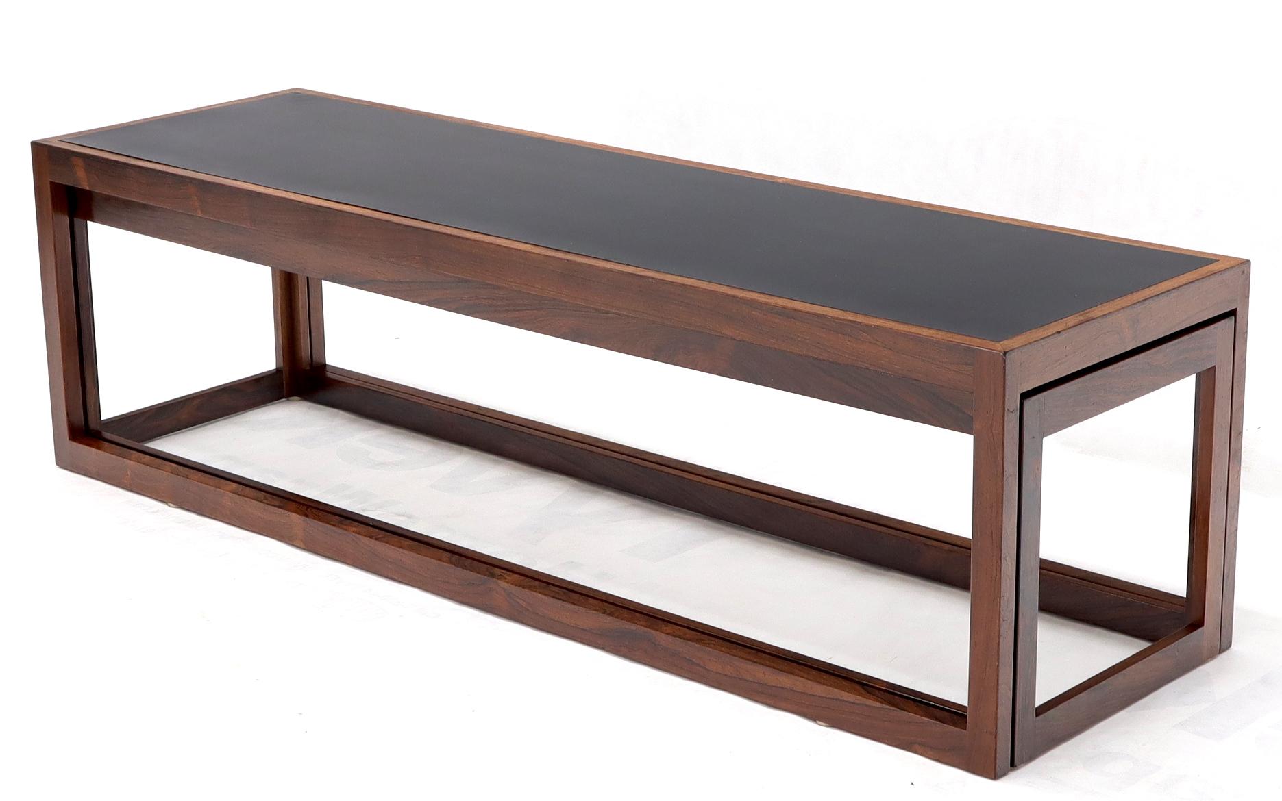 Mid-Century Modern Danish Modern Long Nesting Solid Rosewood Frames Nesting Coffee Tables