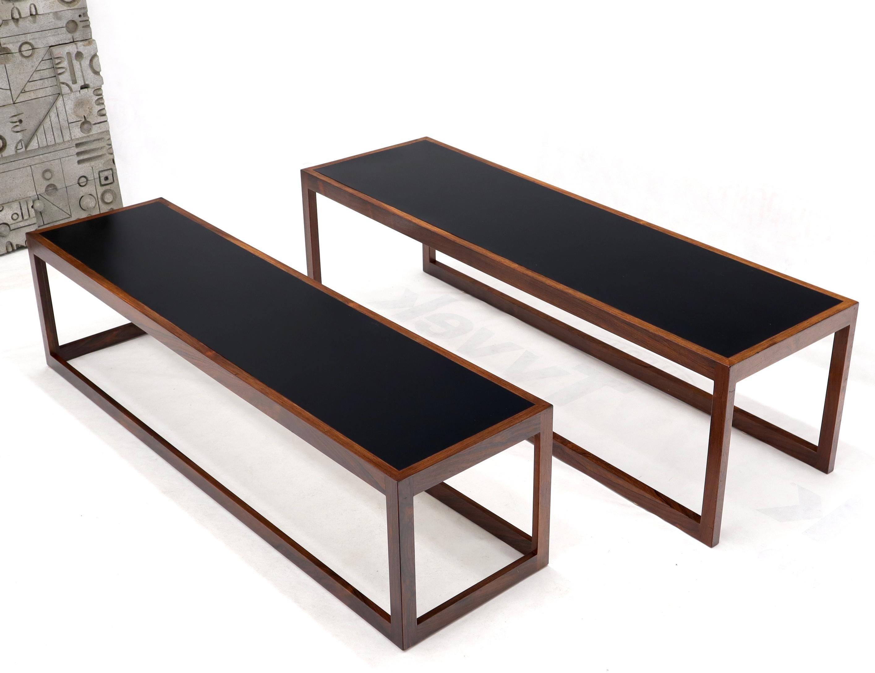 Laminate Danish Modern Long Nesting Solid Rosewood Frames Nesting Coffee Tables