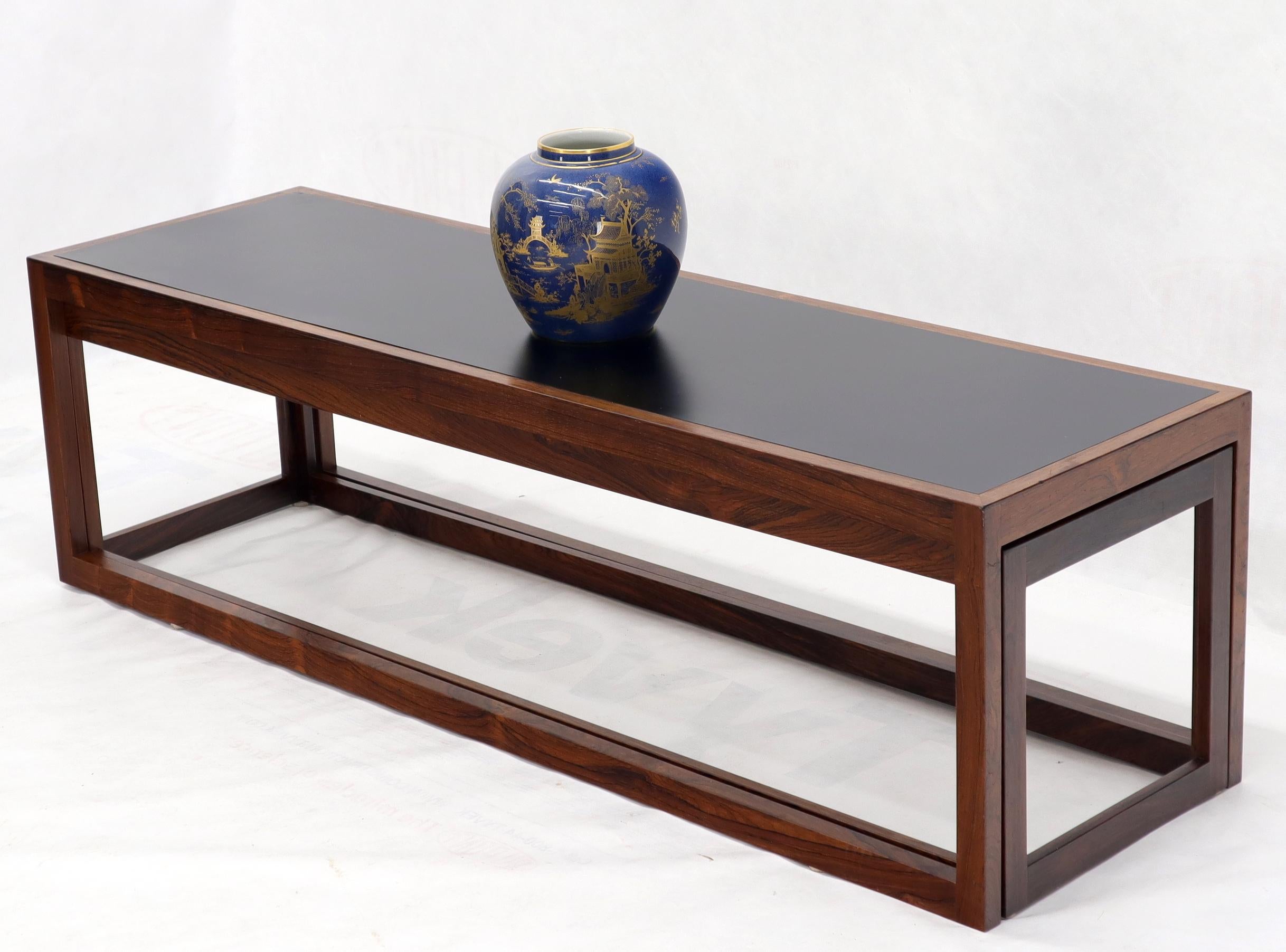 Danish Modern Long Nesting Solid Rosewood Frames Nesting Coffee Tables 2