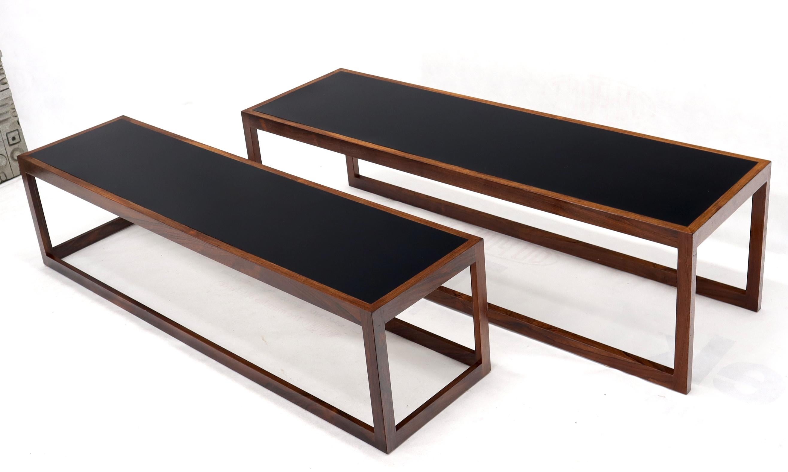 Danish Modern Long Nesting Solid Rosewood Frames Nesting Coffee Tables 3