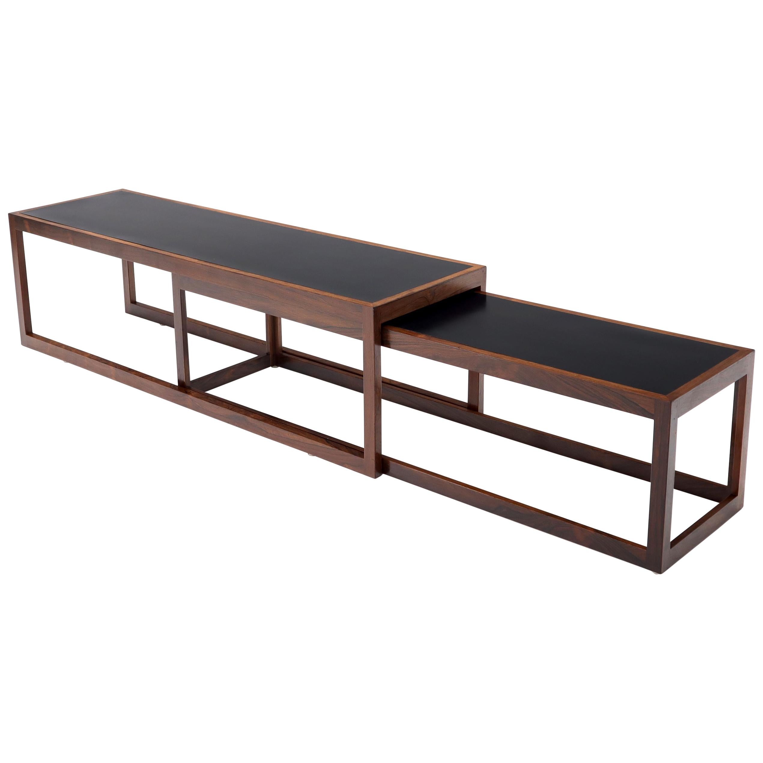 Danish Modern Long Nesting Solid Rosewood Frames Nesting Coffee Tables
