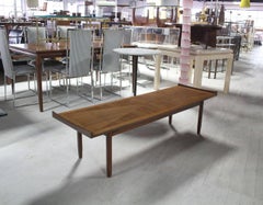 Danish Modern Long Rectangle Walnut Coffee Table Rolled Ends MINT!