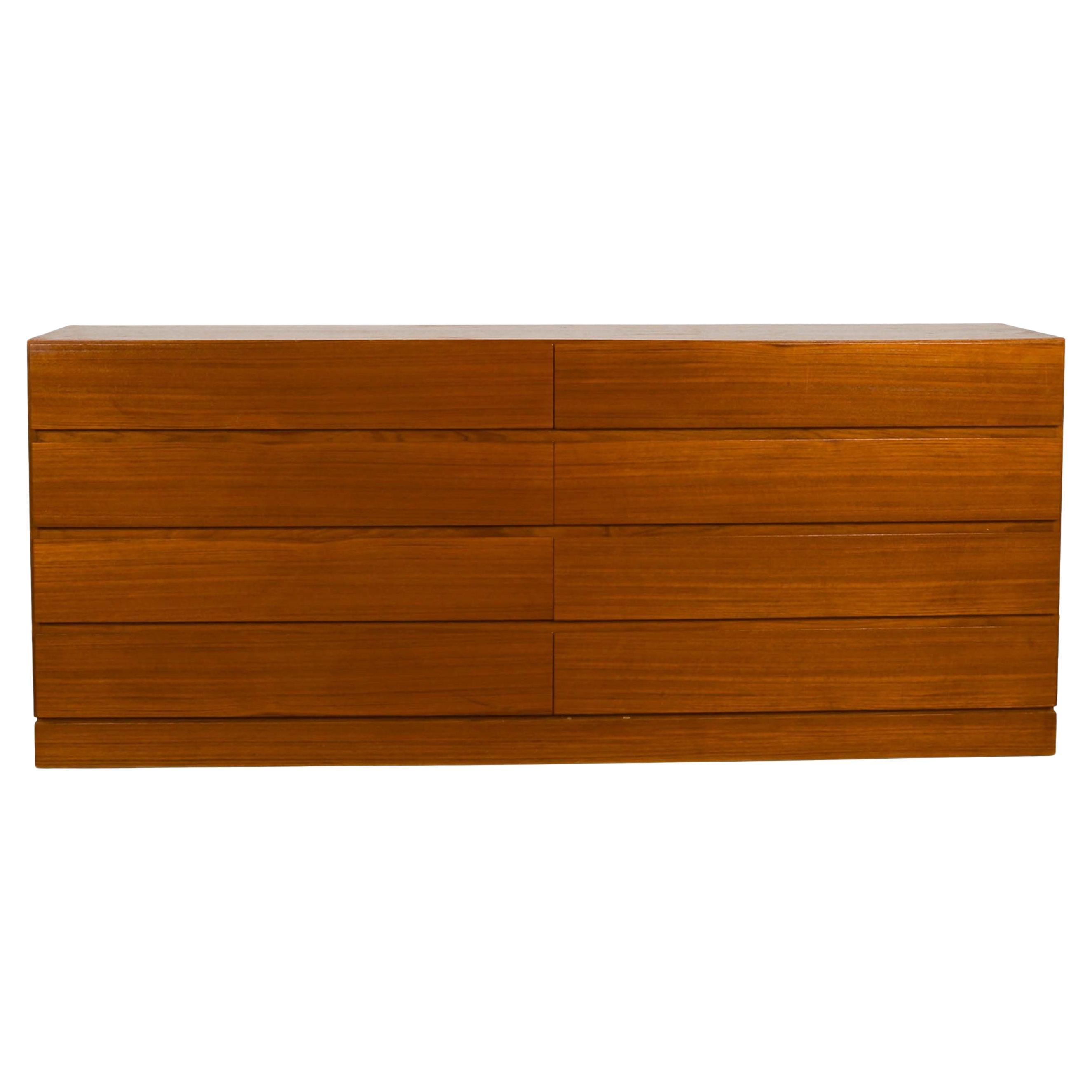 Danish Modern Long Teak Dresser by Vinde Mobelfabrik For Sale