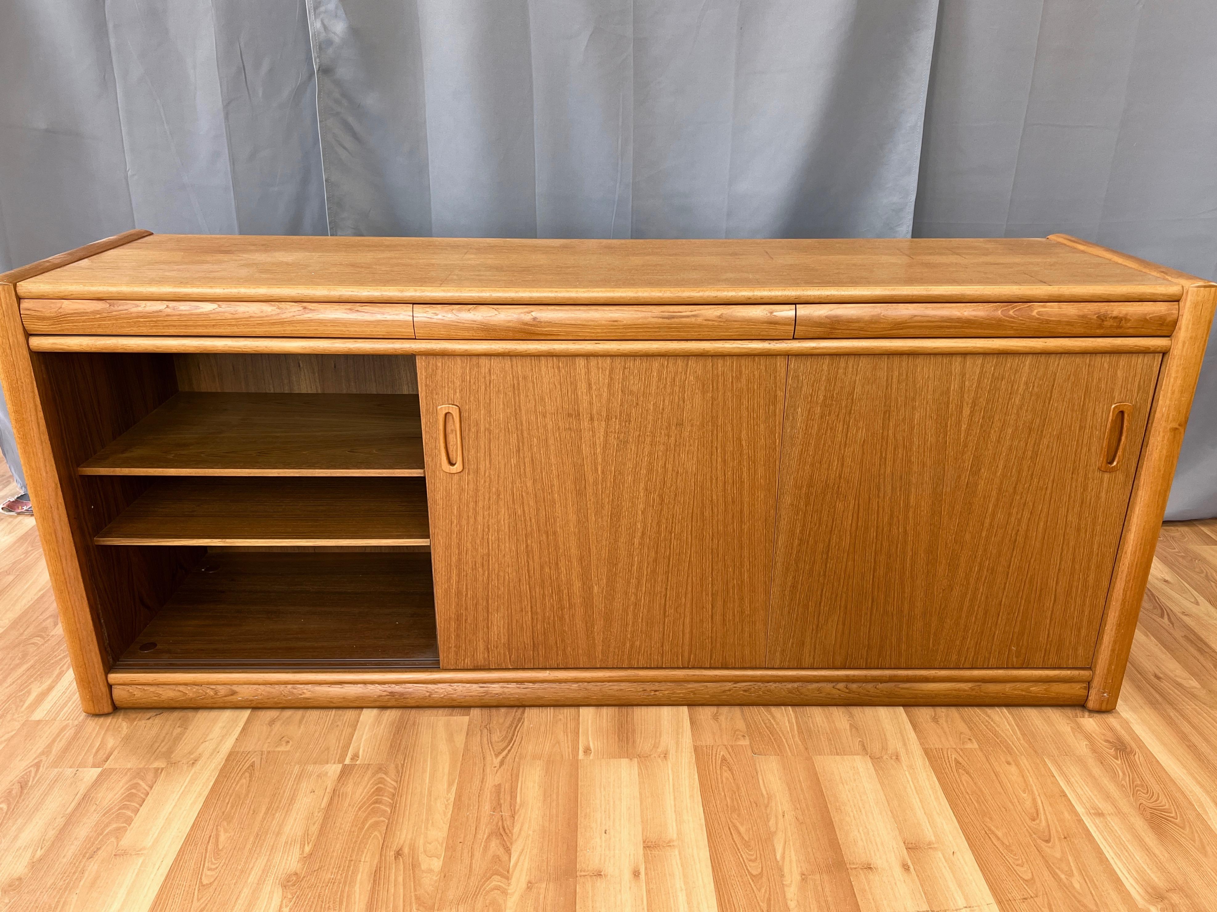 Late 20th Century Danish Modern Long Teak Sideboard with Three Doors and Three Drawers, 1970s For Sale