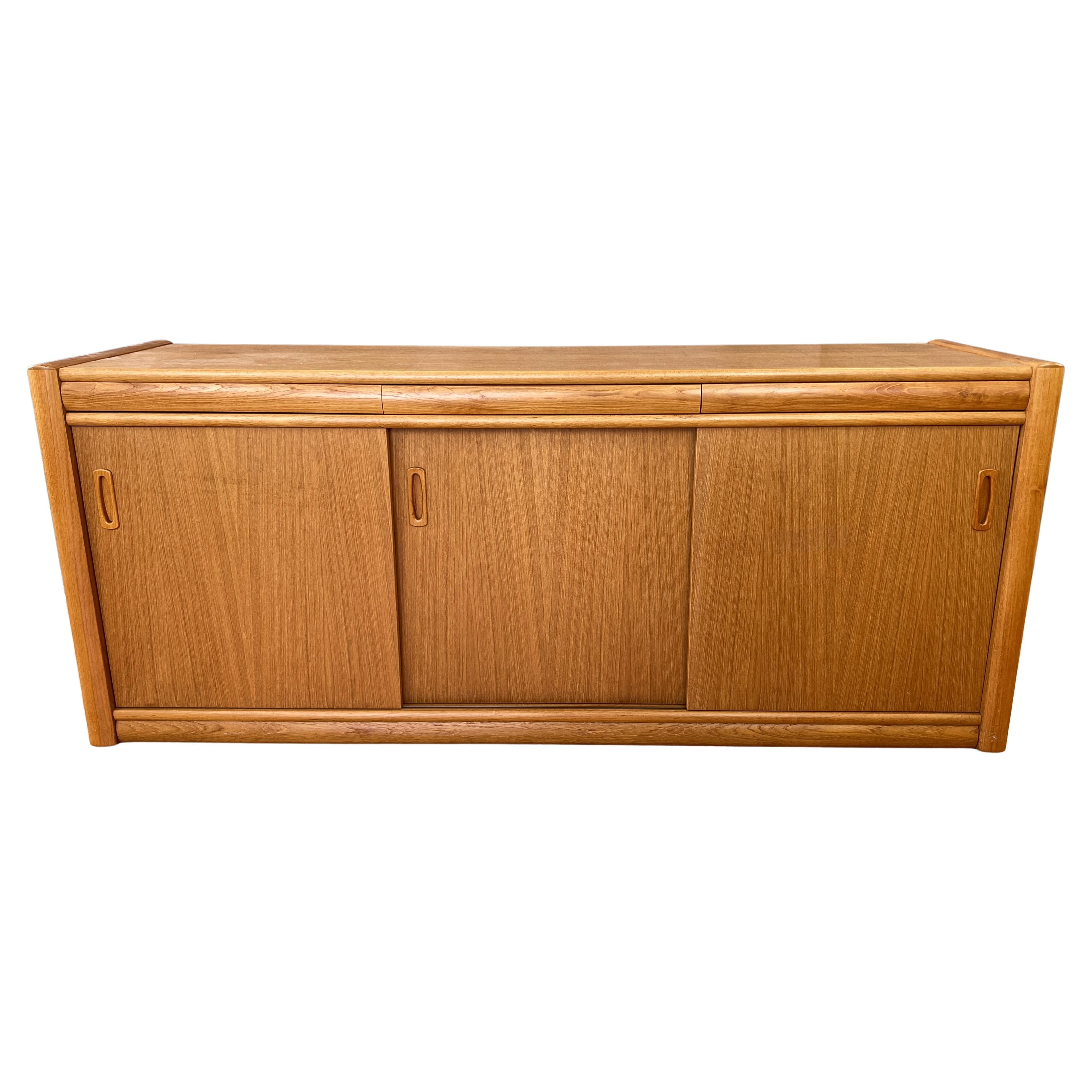 Danish Modern Long Teak Sideboard with Three Doors and Three Drawers, 1970s For Sale