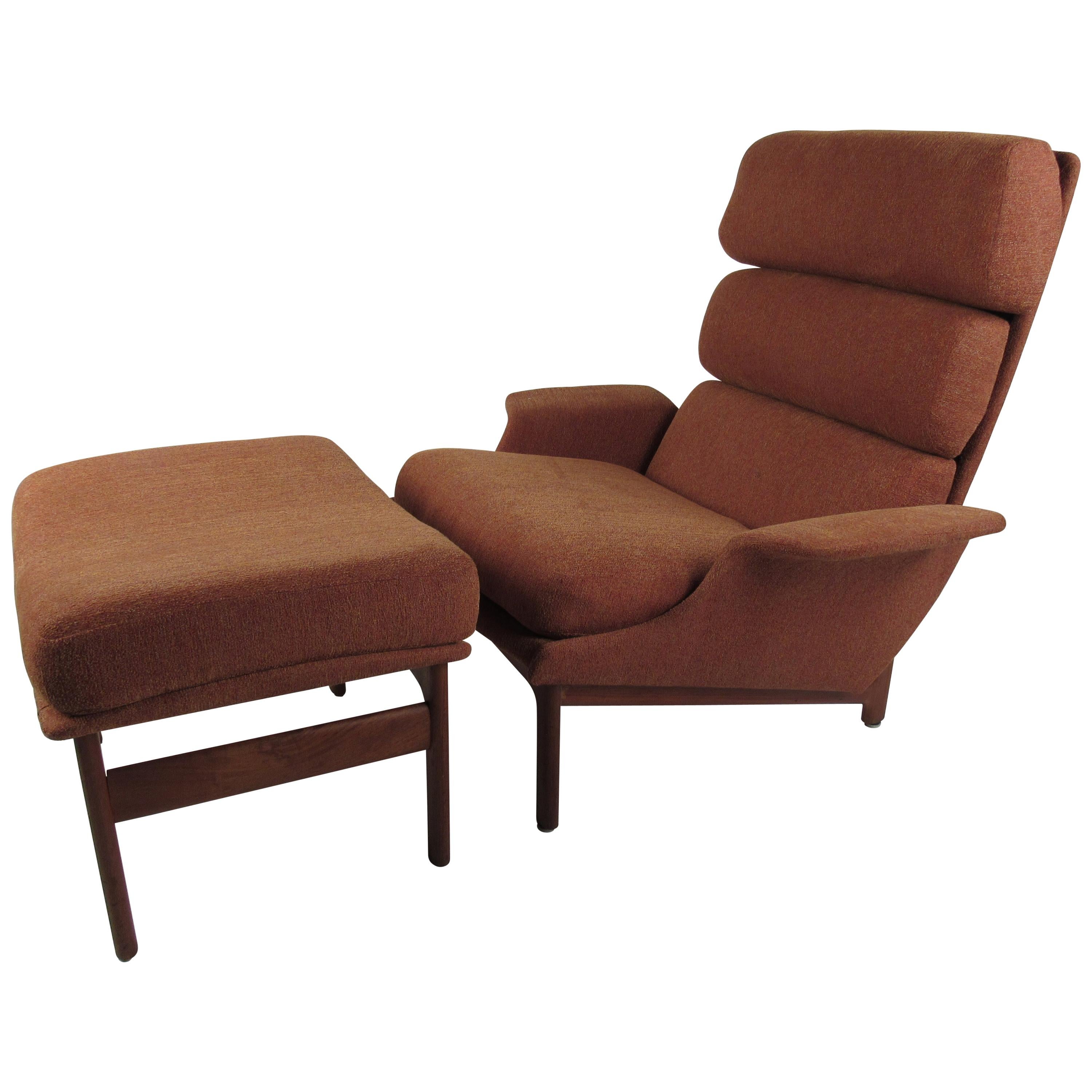 Danish Modern Lounge Chair and Ottoan