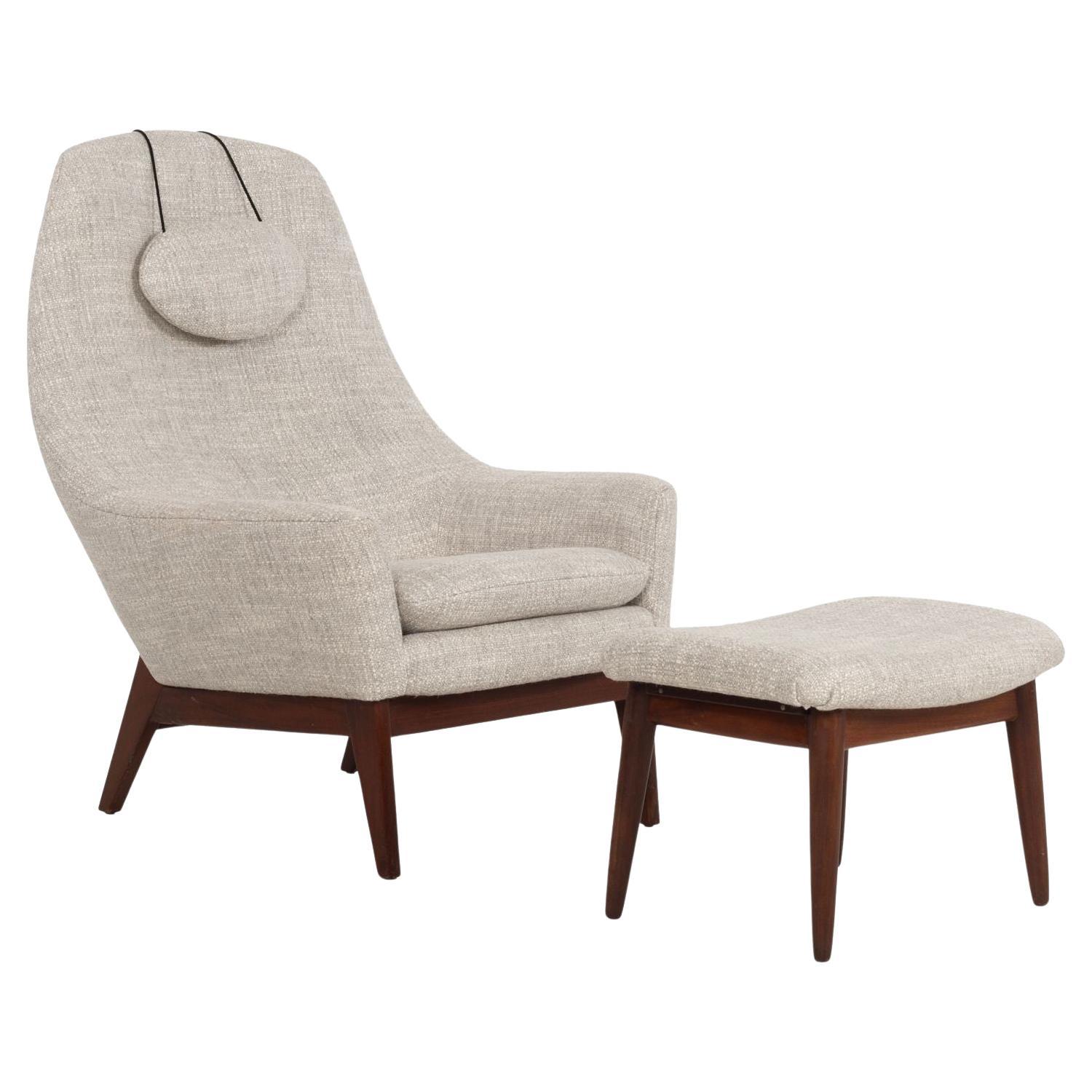 Danish Modern Lounge Chair and Ottoman 1960c.