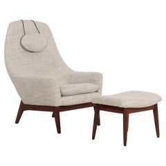 Danish Modern Lounge Chair and Ottoman 1960c.