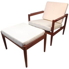 Chaise longue et pouf danois moderne par Bernstorffsminde Møbelfabrik