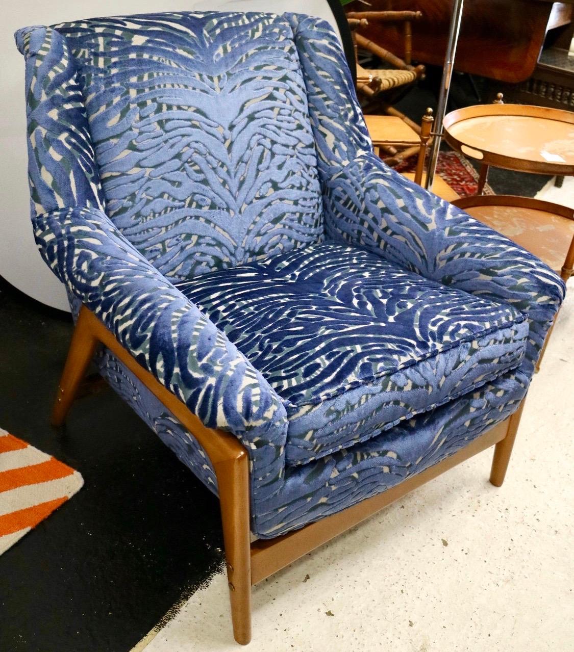 Fabric Danish Modern Lounge Chair Armchair Newly Upholstered