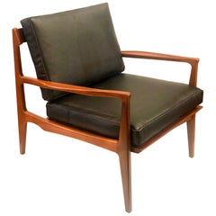 Danish Modern Lounge Chair Attributed to Ib Kofod-Larsen in Leather