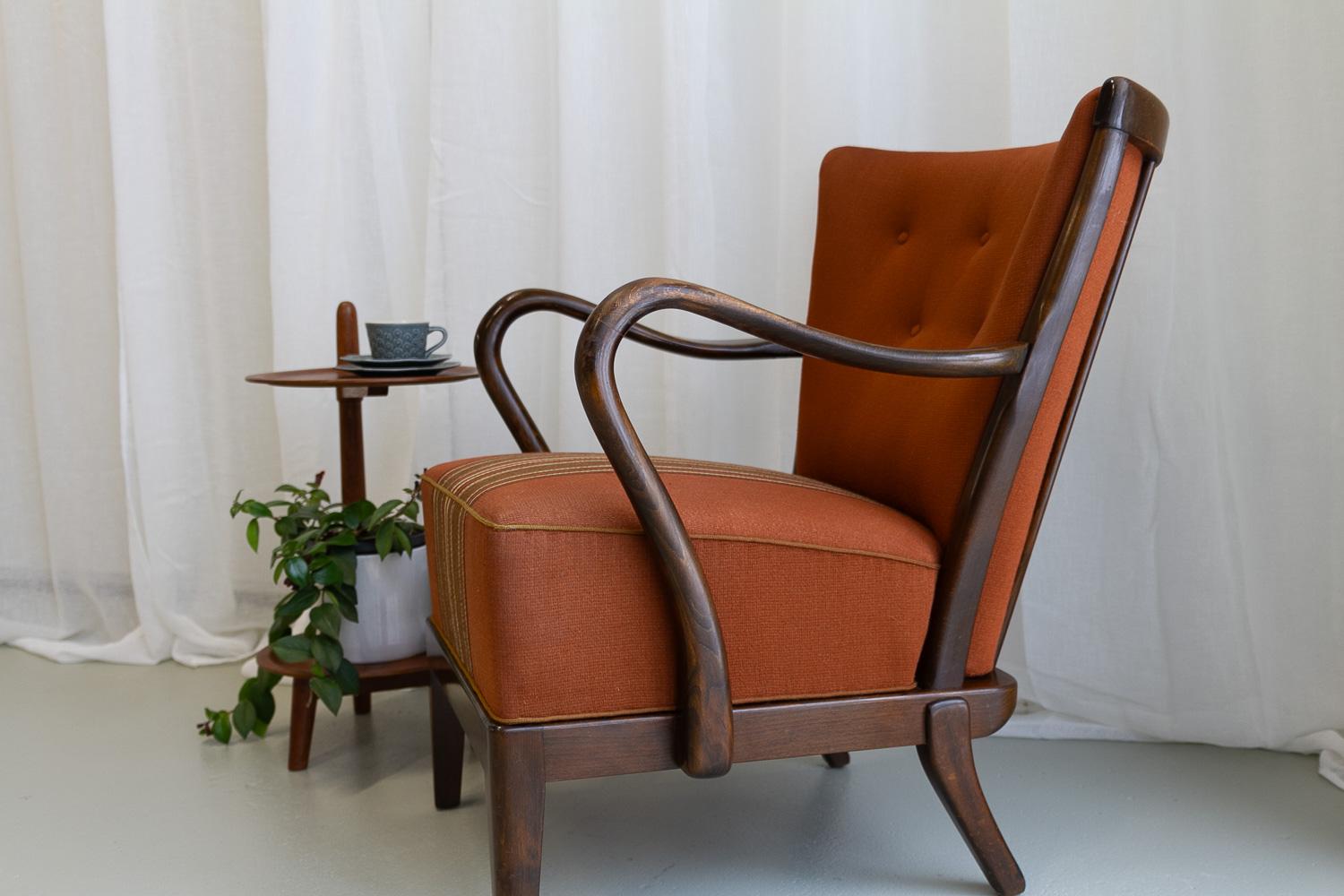 Stained Danish Modern Lounge Chair by Alfred Christensen for Slagelse Møbelværk, 1940s.