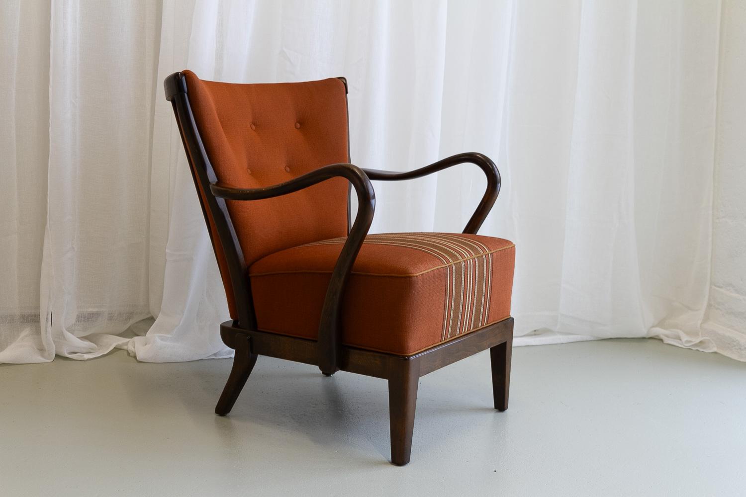 Beech Danish Modern Lounge Chair by Alfred Christensen for Slagelse Møbelværk, 1940s.