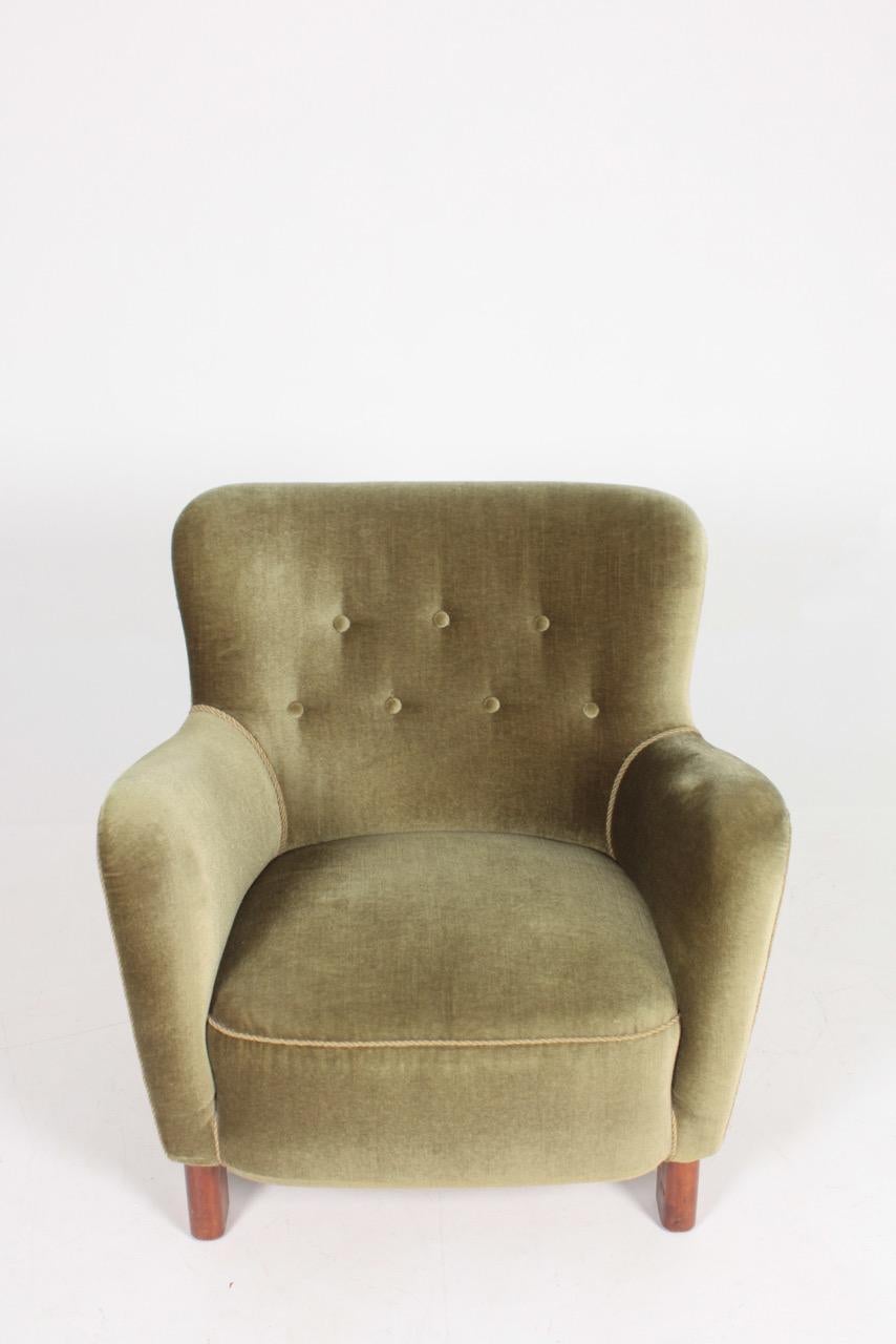 Danish Modern Lounge Chair by Fritz Hansen Model 1669, 1940s In Good Condition In Lejre, DK