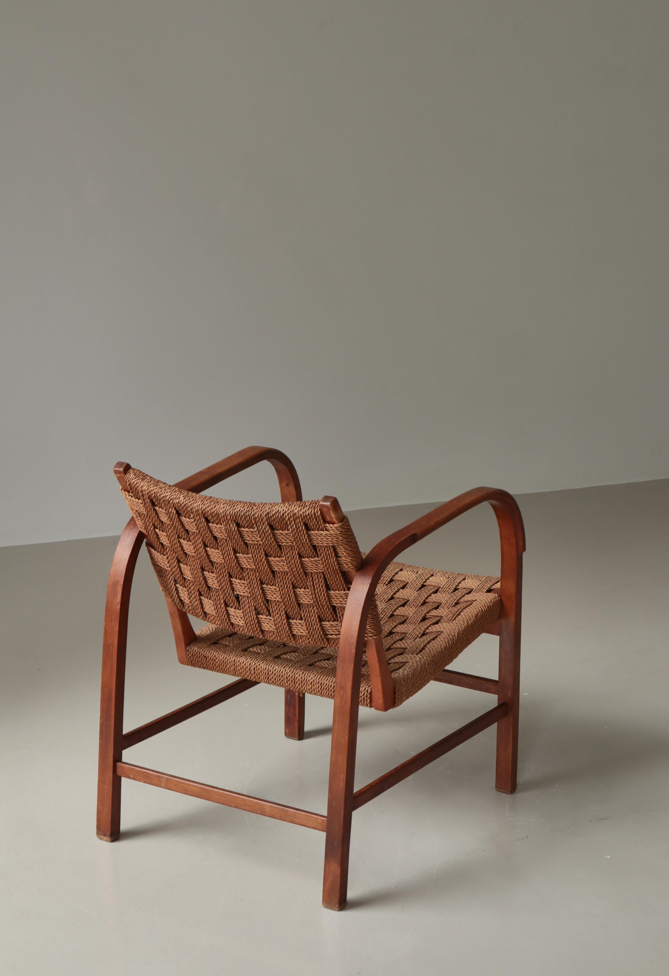 Danish Modern Lounge Chair by Magnus Stephensen, Fritz Hansen, 1930s Bon état - En vente à Odense, DK