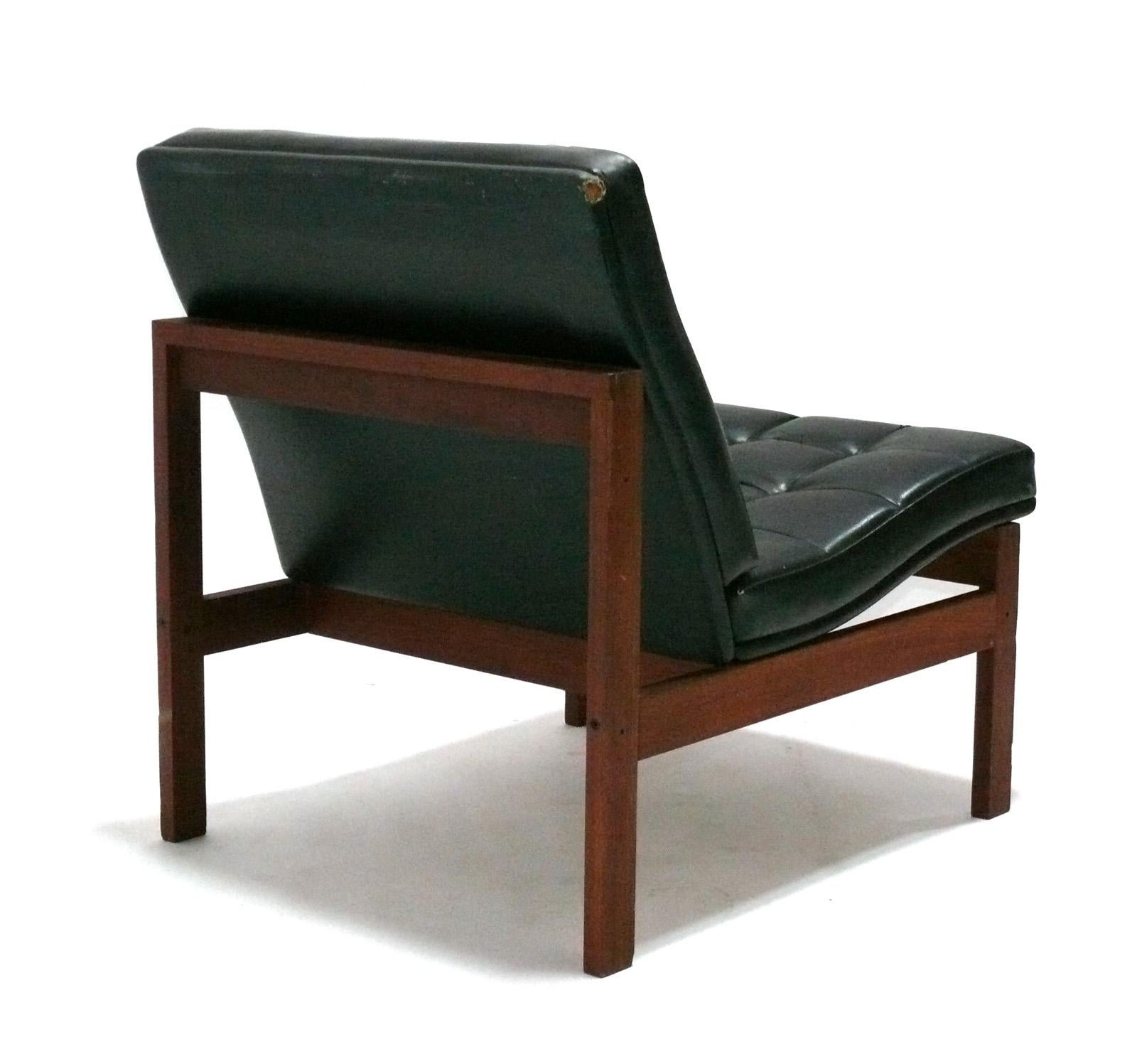 Danish Modern Lounge Chair by Torben Lind Refinished Reupholstered In Good Condition For Sale In Atlanta, GA