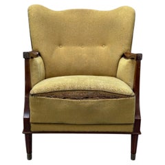 Danish Modern, Lounge Chair, Fabric, Stained Wood, Denmark, 1940s