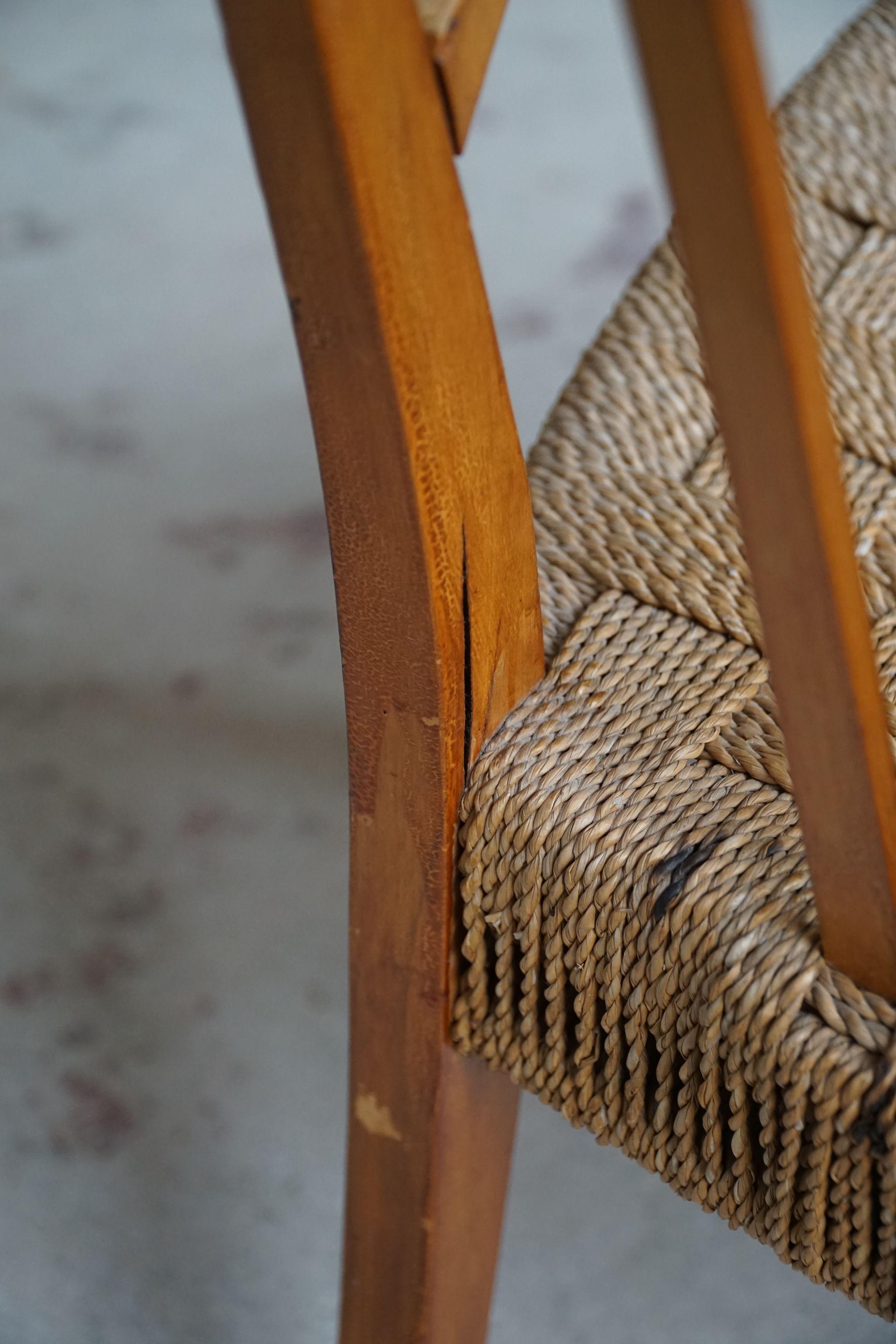 Sedia da salotto moderna danese in faggio e corda di carta, nello stile di Frits Schlegel in vendita 5
