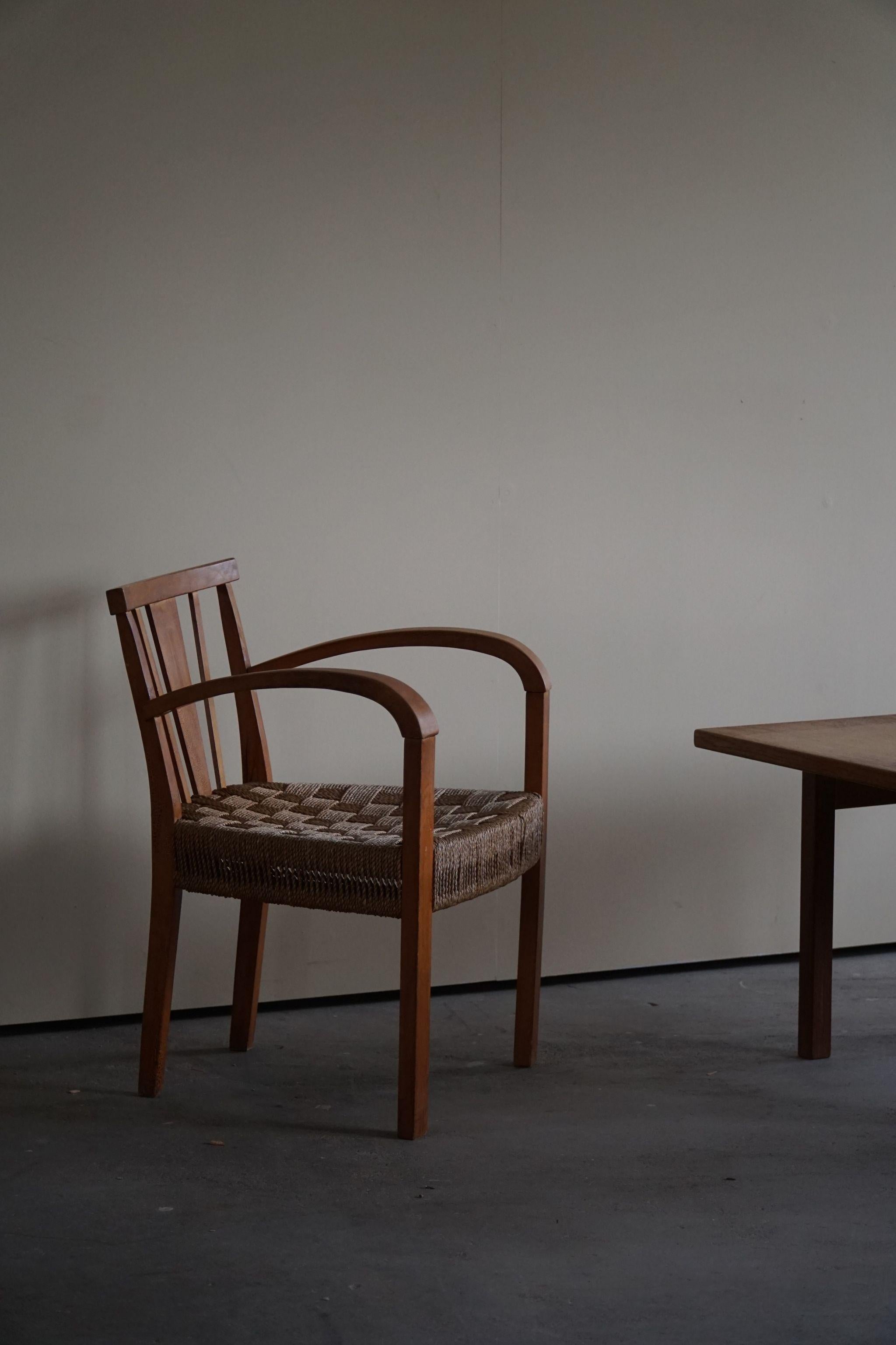 Sedia da salotto moderna danese in faggio e corda di carta, nello stile di Frits Schlegel in vendita 7