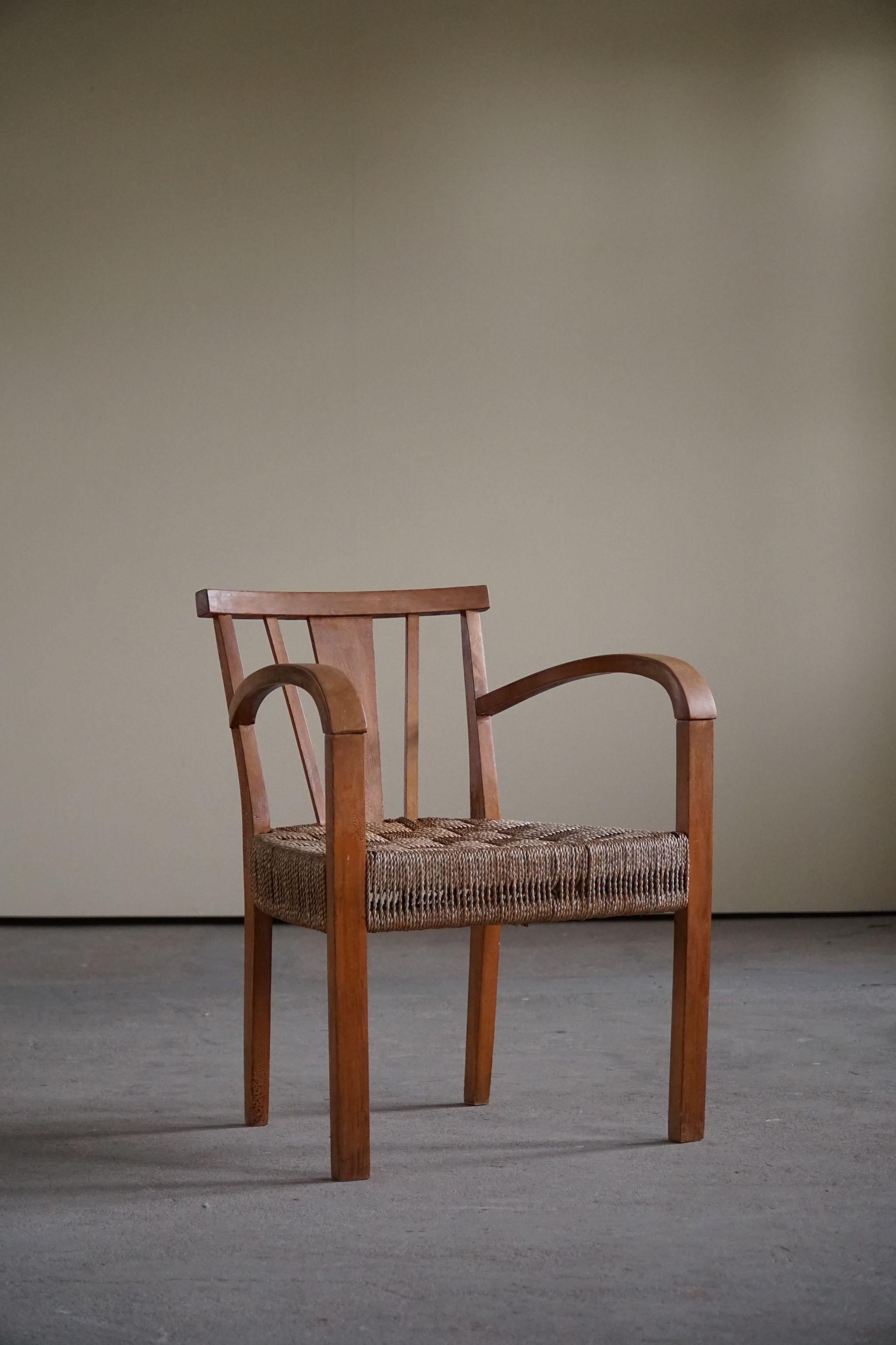 Sedia da salotto moderna danese in faggio e corda di carta, nello stile di Frits Schlegel in vendita 8