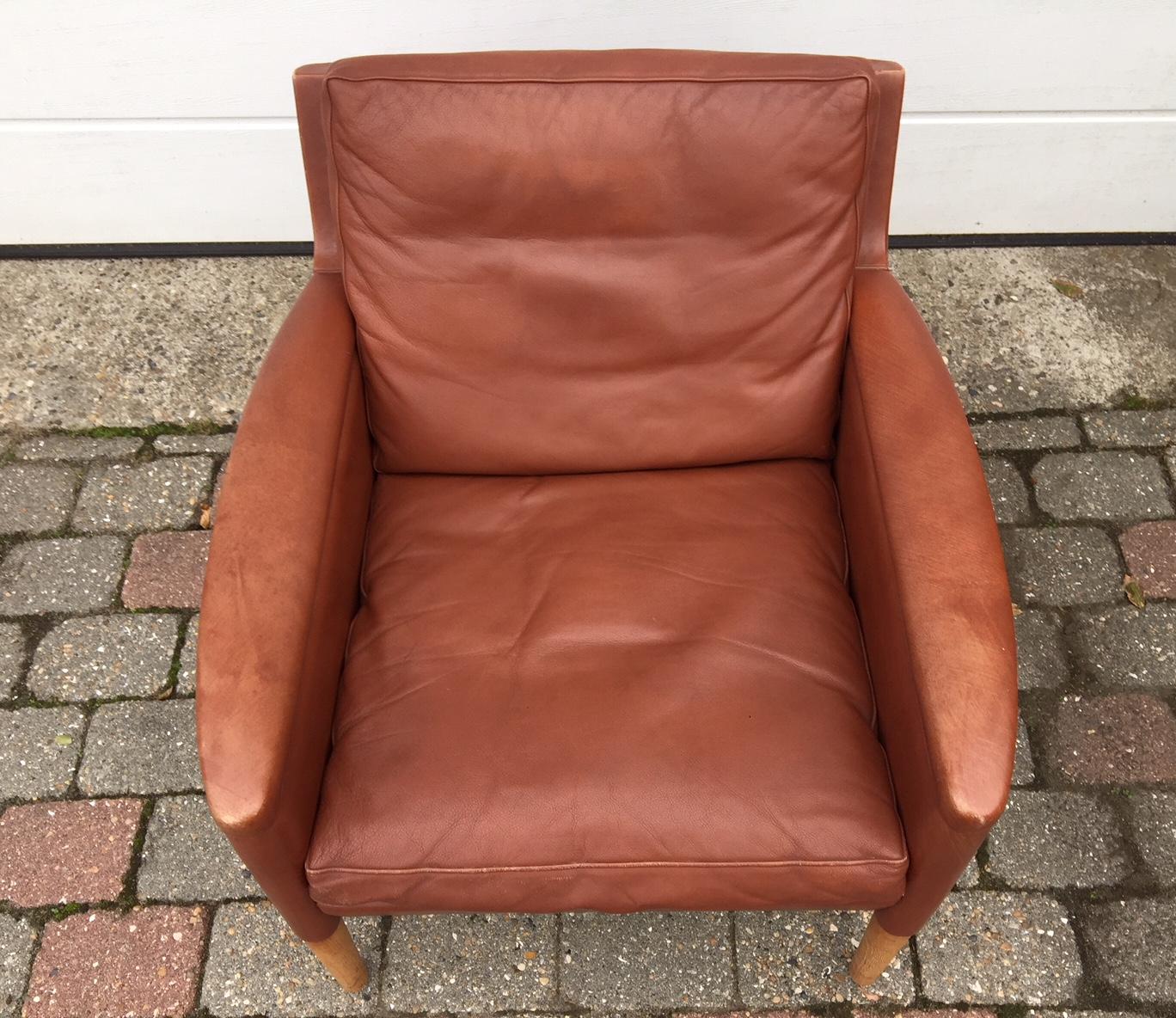 Mid-Century Modern Danish Modern Lounge Chair in Cognac Tanned Leather, Model 55 by Kurt Østervig