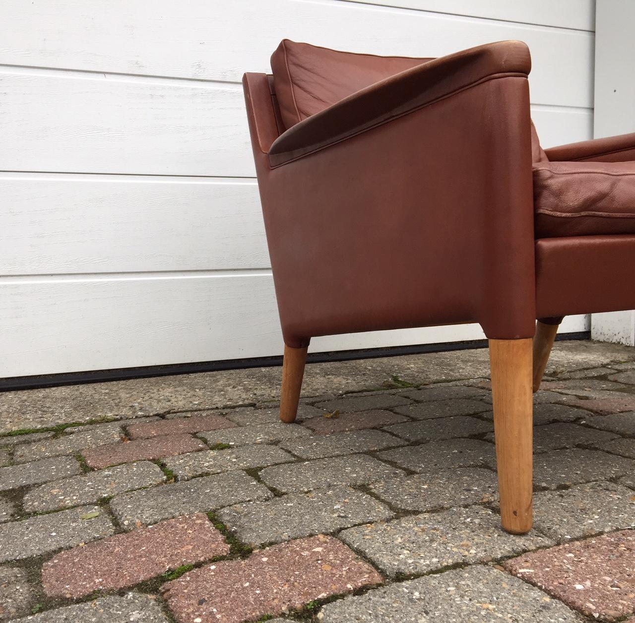 Danish Modern Lounge Chair in Cognac Tanned Leather, Model 55 by Kurt Østervig In Good Condition In Esbjerg, DK