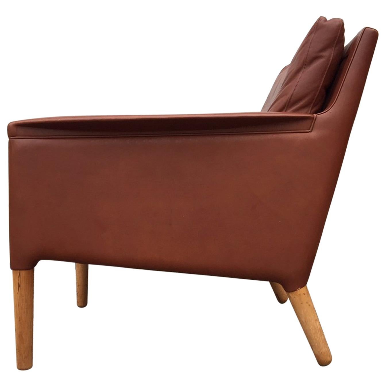 Danish Modern Lounge Chair in Cognac Tanned Leather, Model 55 by Kurt Østervig