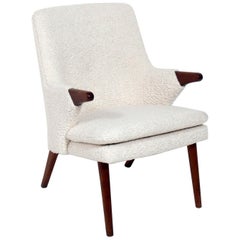 Danish Modern Lounge Chair in Faux Sheepskin