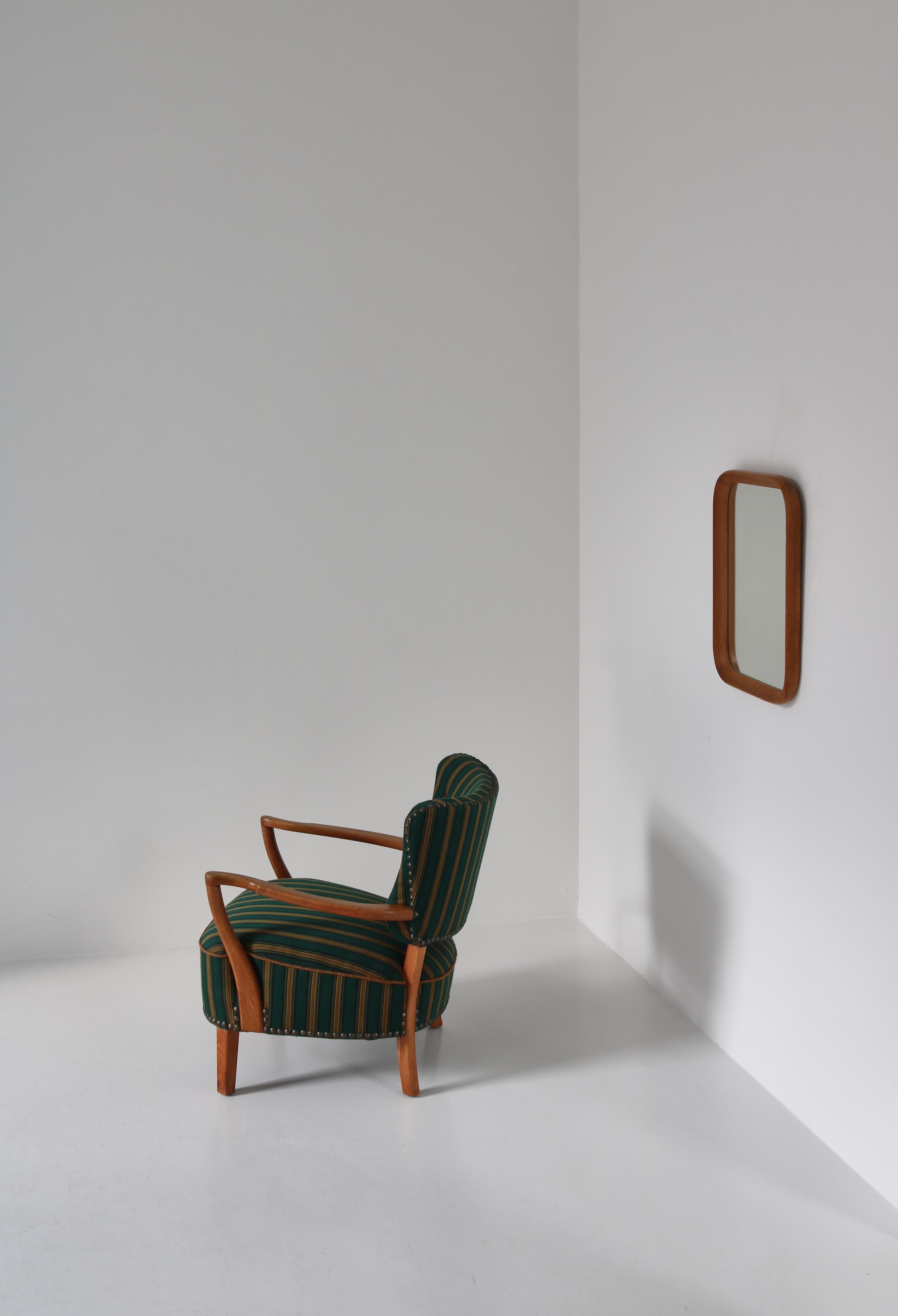 Danish Modern Lounge Chair in Oak & Traditional Danish Olmerdug Wool, 1950s For Sale 13