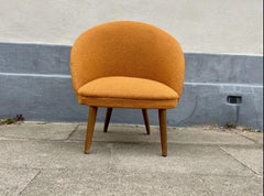 Danish Modern Lounge Chair in Orange Wool & Teak, 1960s