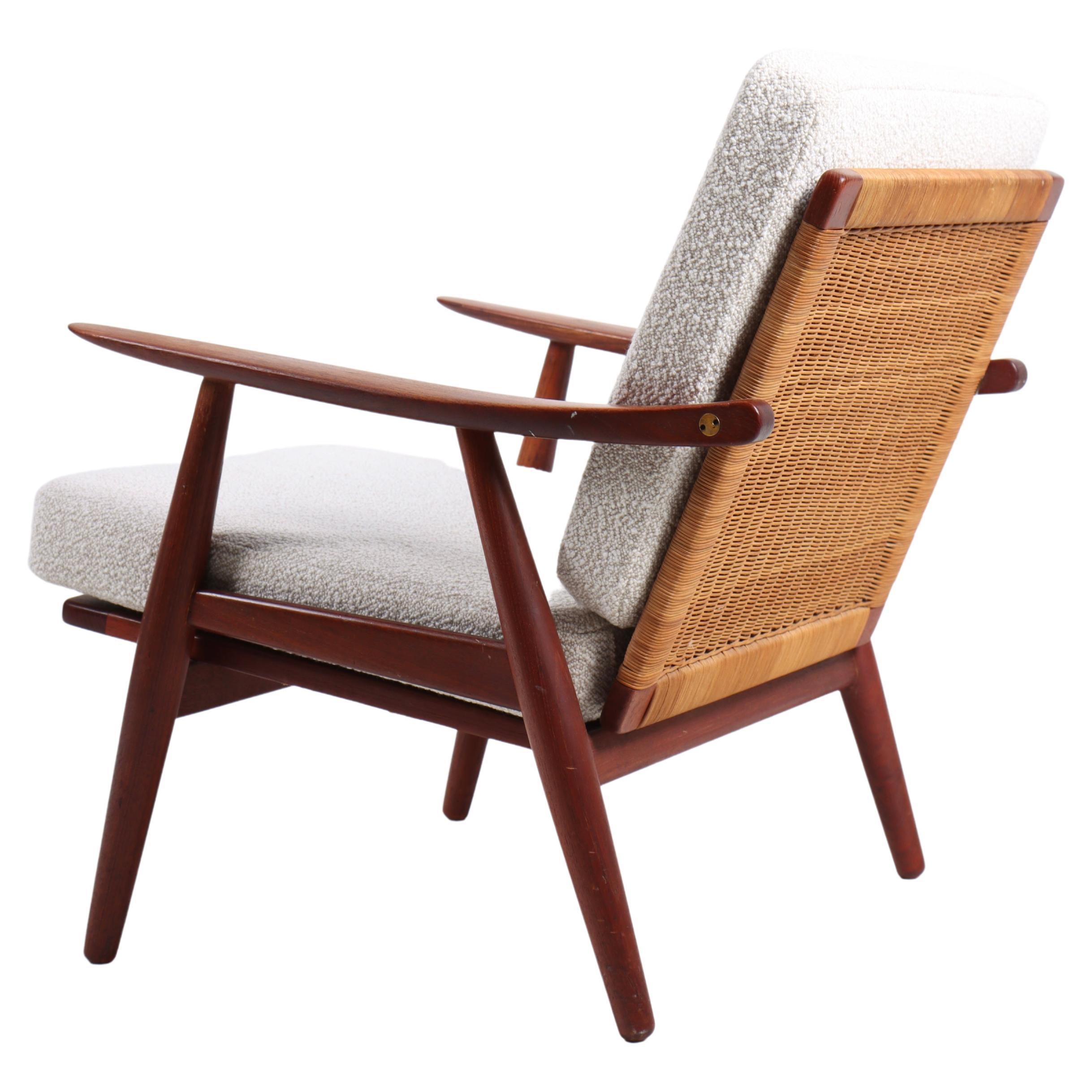 Danish Modern Lounge Chair in Teak and Cane by Hans Wegner by GETAMA, 1950