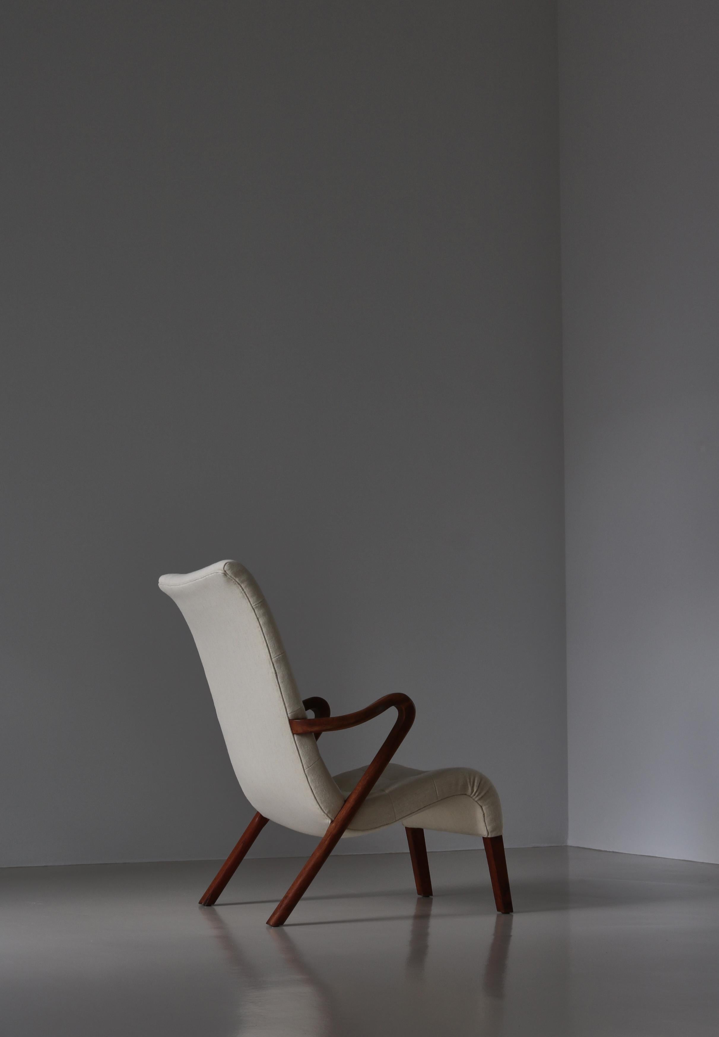 Fabric Danish Modern Lounge Chair 