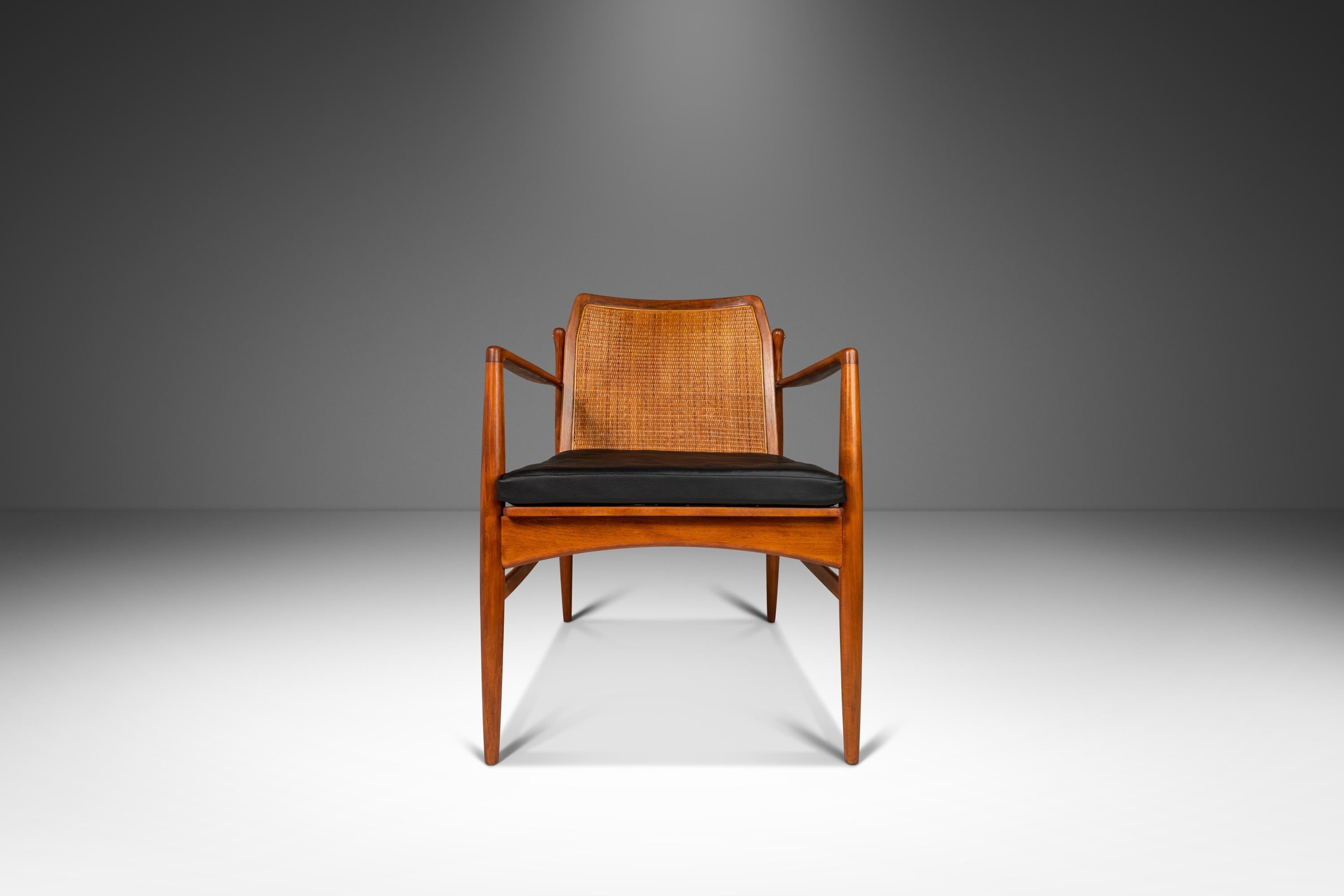 Mid-Century Modern Danish Modern Lounge Chair w/ Cane Back by Ib Kofod Larsen for Selig, c. 1960's