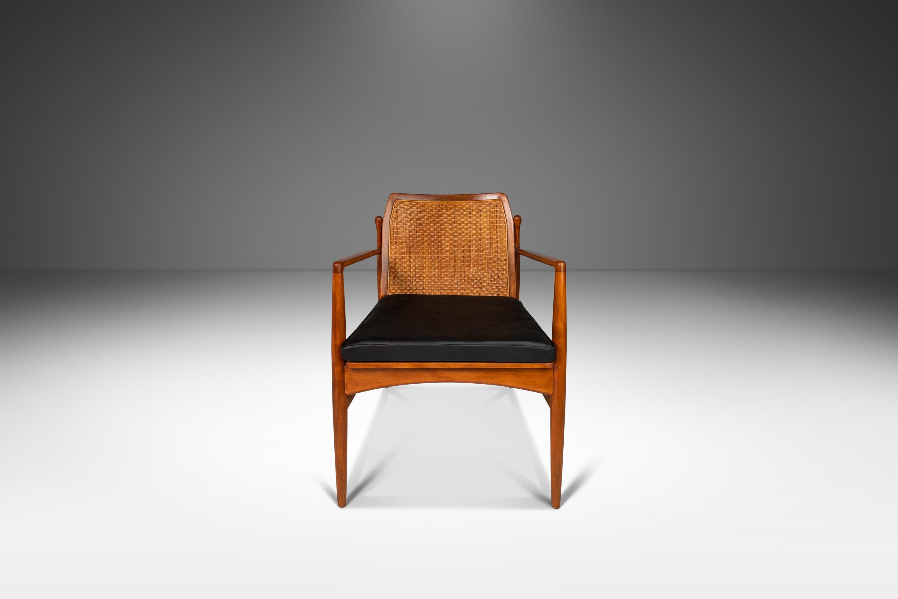 Danish Modern Lounge Chair w/ Cane Back by Ib Kofod Larsen for Selig, c. 1960's In Good Condition In Deland, FL