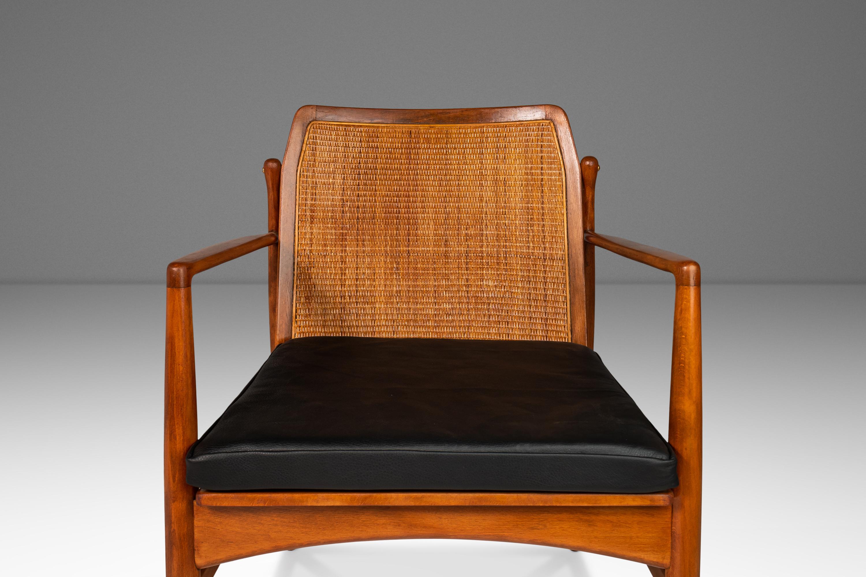 Mid-20th Century Danish Modern Lounge Chair w/ Cane Back by Ib Kofod Larsen for Selig, c. 1960's
