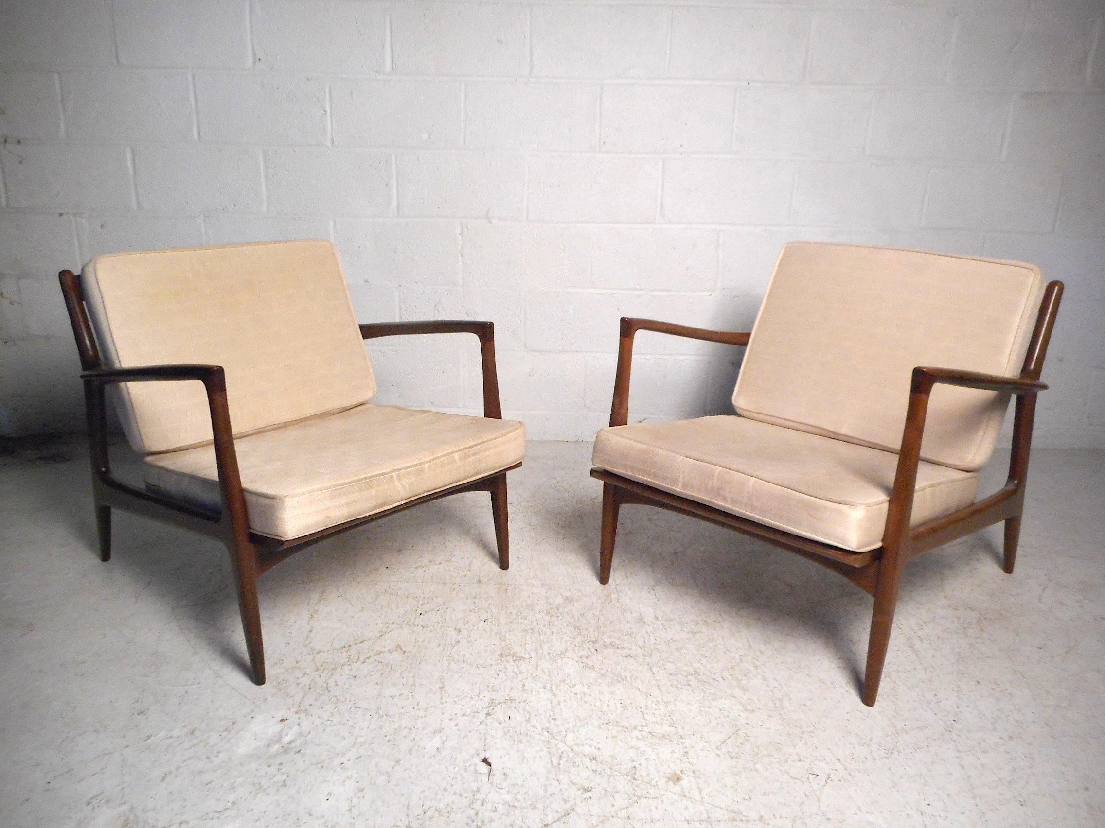 Mid-Century Modern Danish Modern Lounge Chairs and Ottoman by Kofod-Larsen