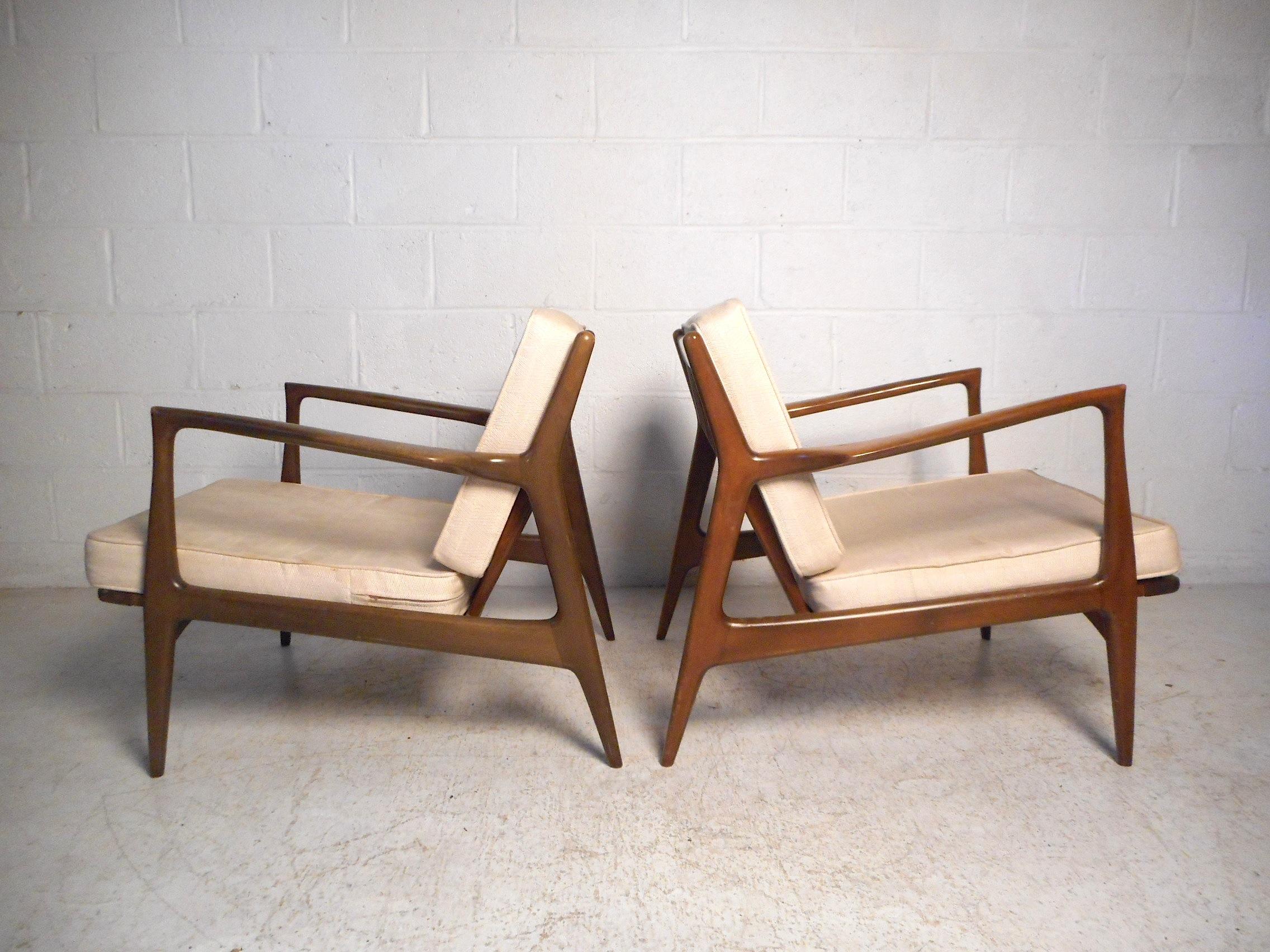 Mid-20th Century Danish Modern Lounge Chairs and Ottoman by Kofod-Larsen