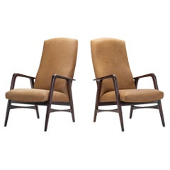 Used Danish Modern Lounge Chairs in Brown Cowhide, Denmark 1960s