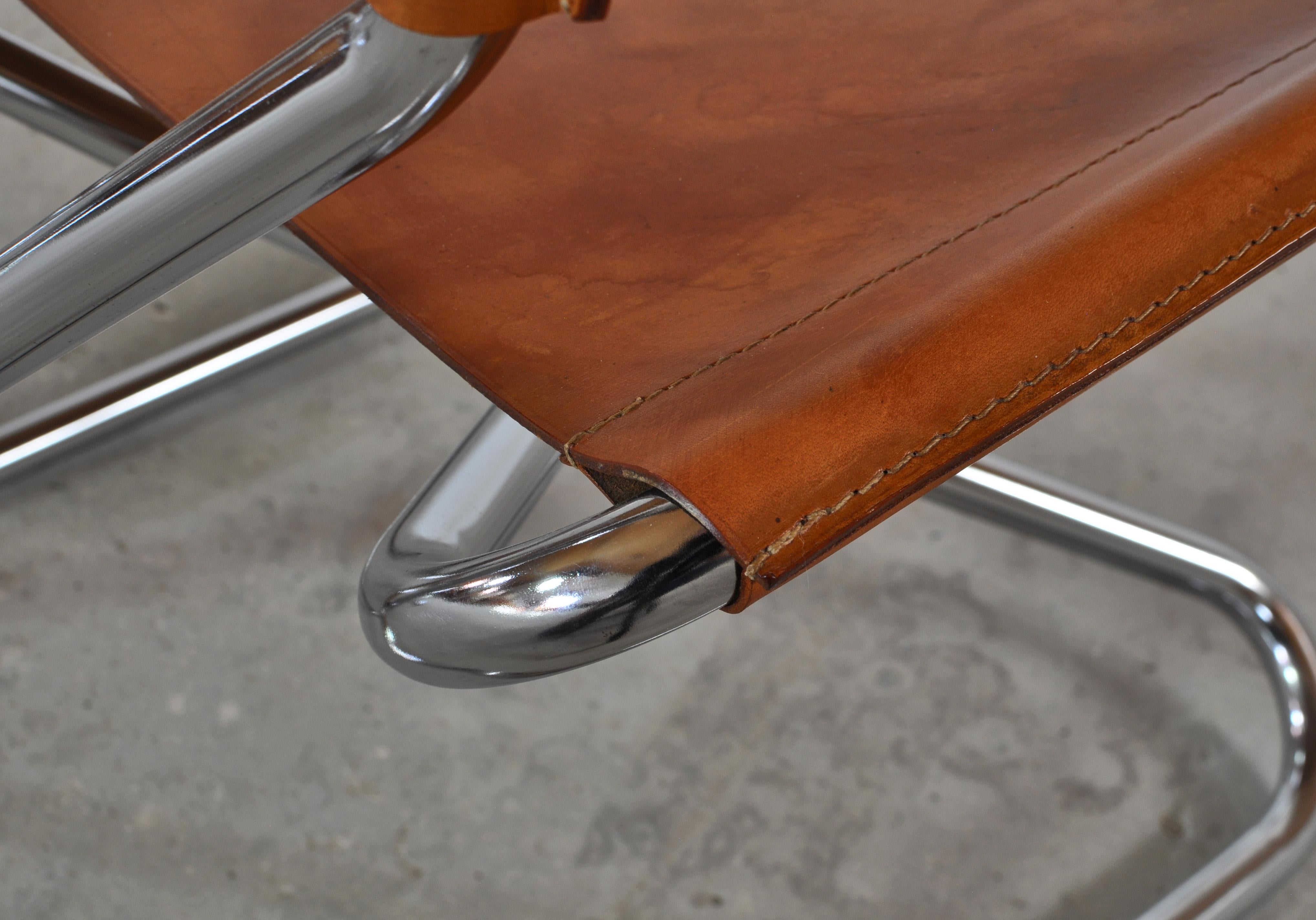 Danish Modern Lounge Chairs in Saddle Leather and Steel by Erik Magnussen 2