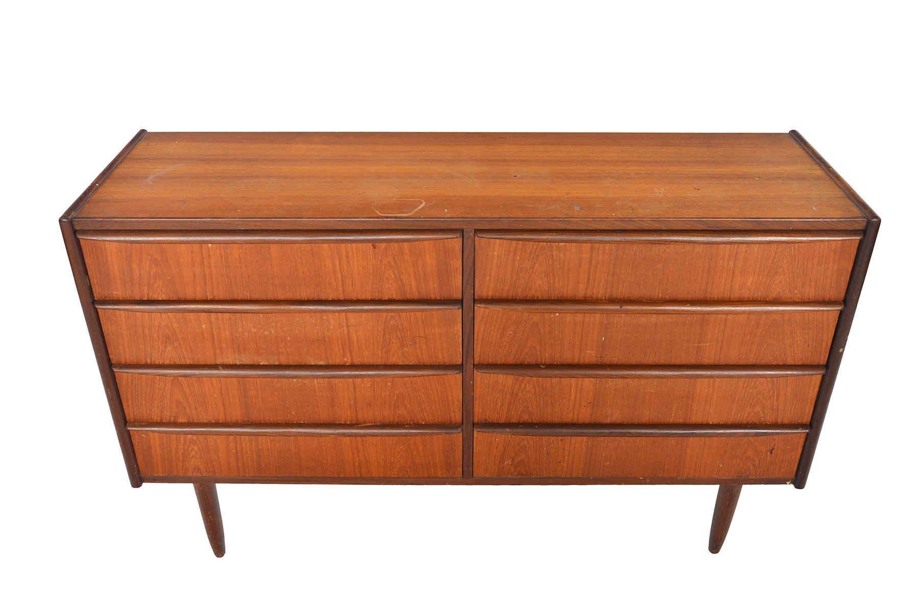 Origin: Denmark
Designer: Unknown
Manufacturer: Unknown
Era: 1960s
Dimensions: 50.5 wide x 16 deep x 31 tall 
Drawer interiors 23 wide x 13 deep x 4.5 tall

Price includes restoration

Restoration includes:
• Structural and joint repair