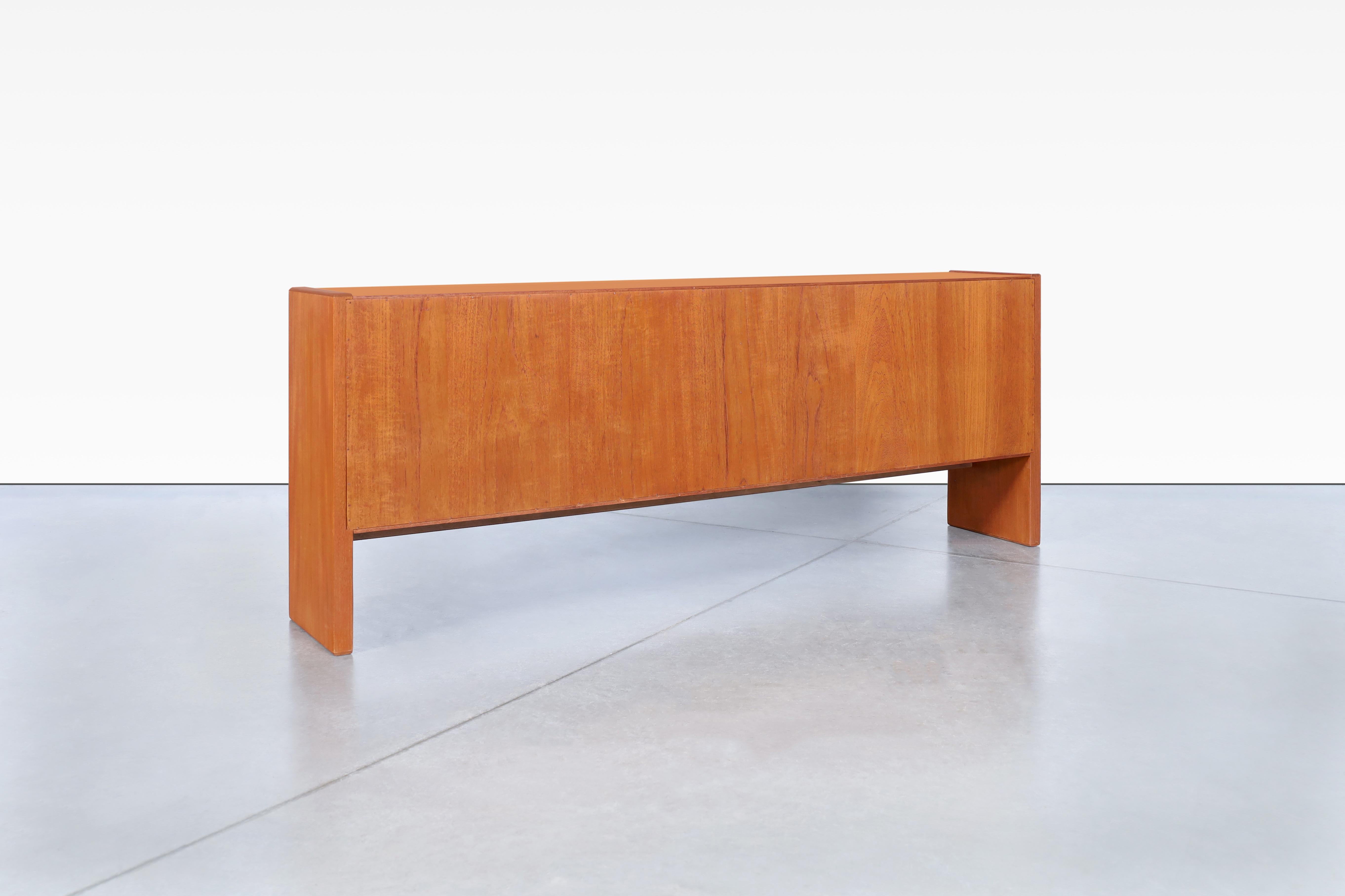 Mid-20th Century Danish Modern Low-Profile Credenza or Bookcase with Glass Doors by Skovby