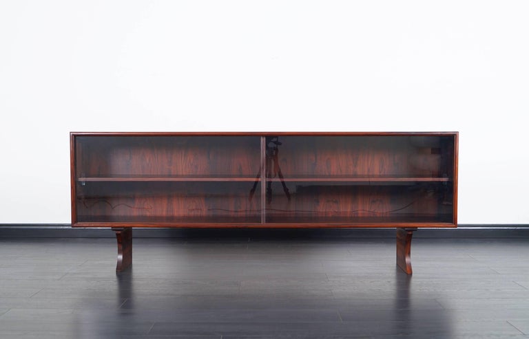 Danish Modern Low Profile Rosewood Bookcase At 1stdibs