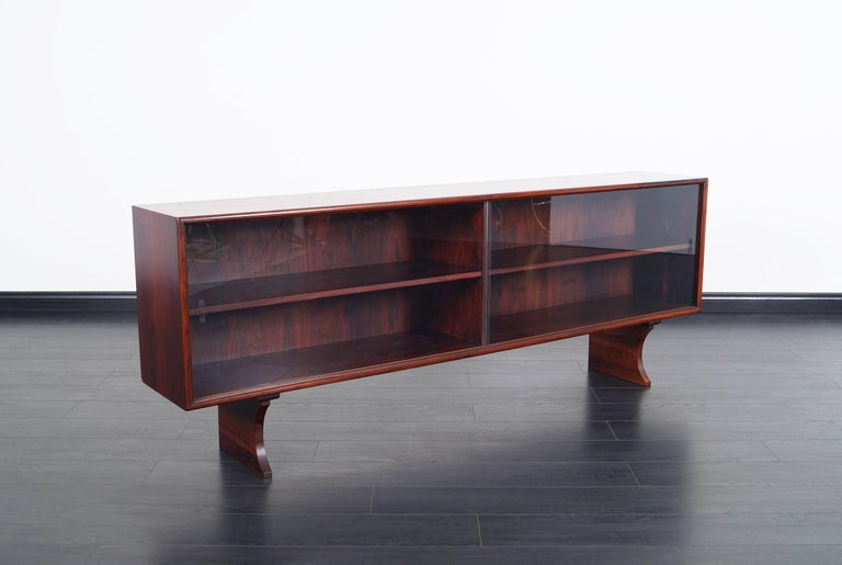 Danish Modern Low Profile Rosewood Bookcase at 1stDibs