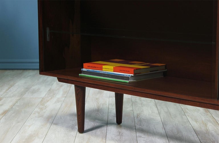 Danish Modern Low-Profile Rosewood Bookcase In Excellent Condition In Los Angeles, CA