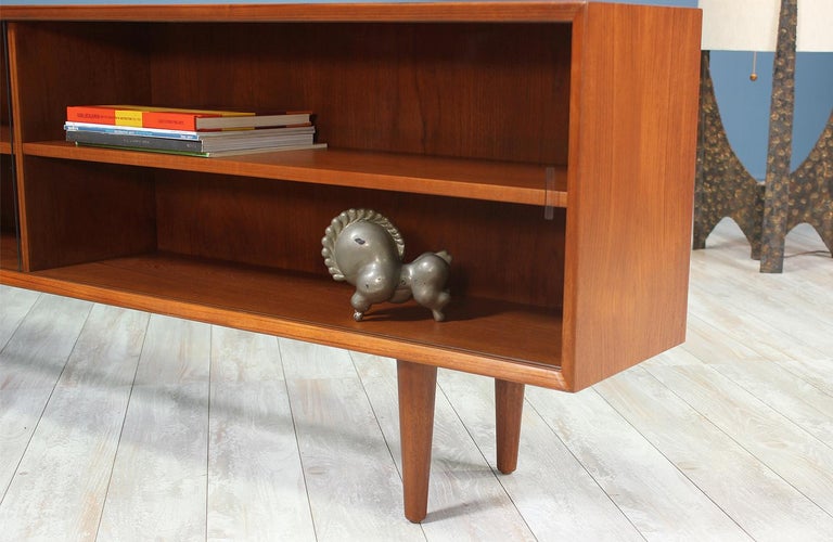 Danish Modern LowProfile Teak Bookcase with Glass Door at 1stDibs